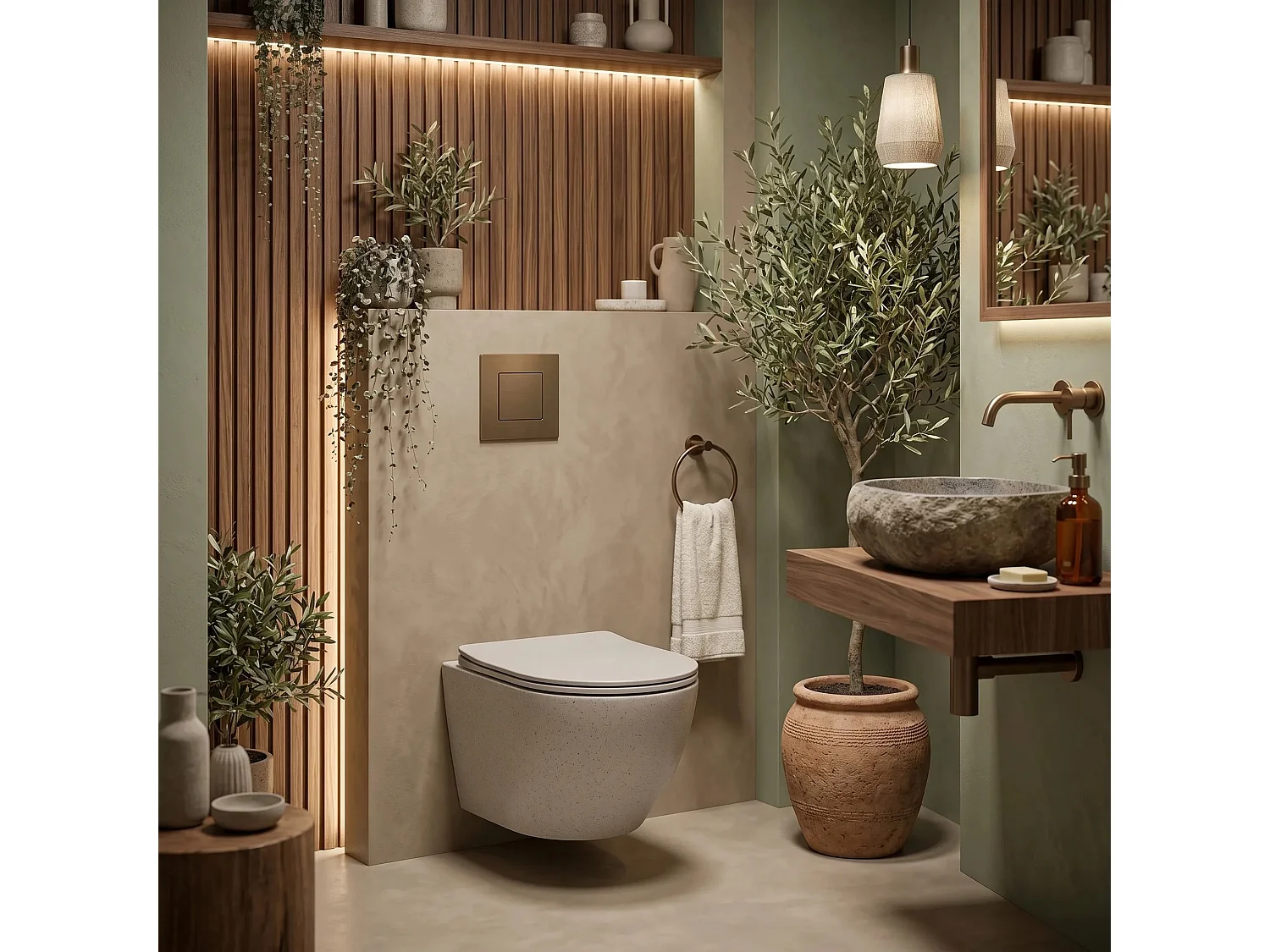 Cuvette Wc Suspendue Rea Carlo Mini Greige Beige