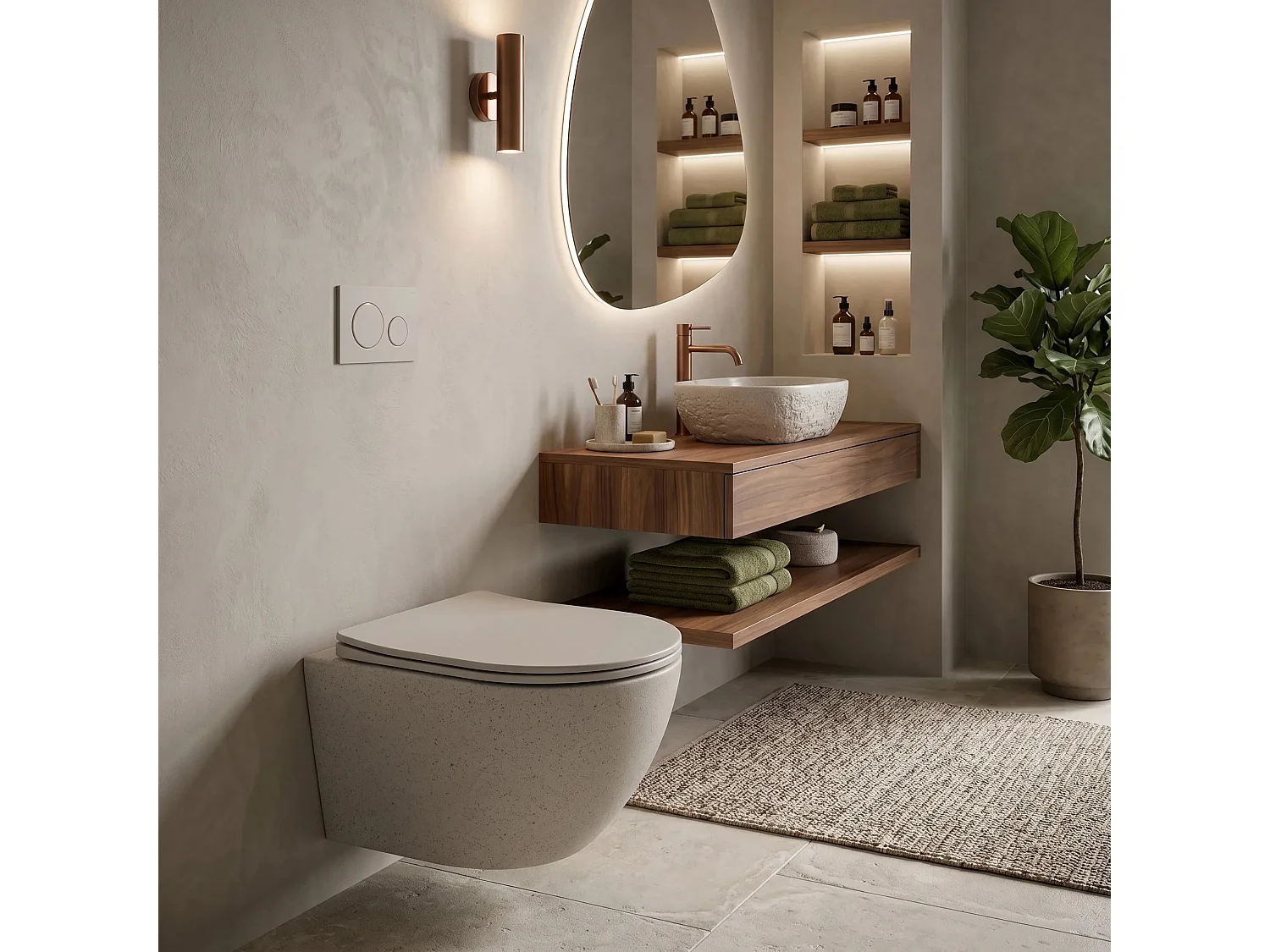 Cuvette Wc Suspendue Rea Carlo Mini Greige Beige