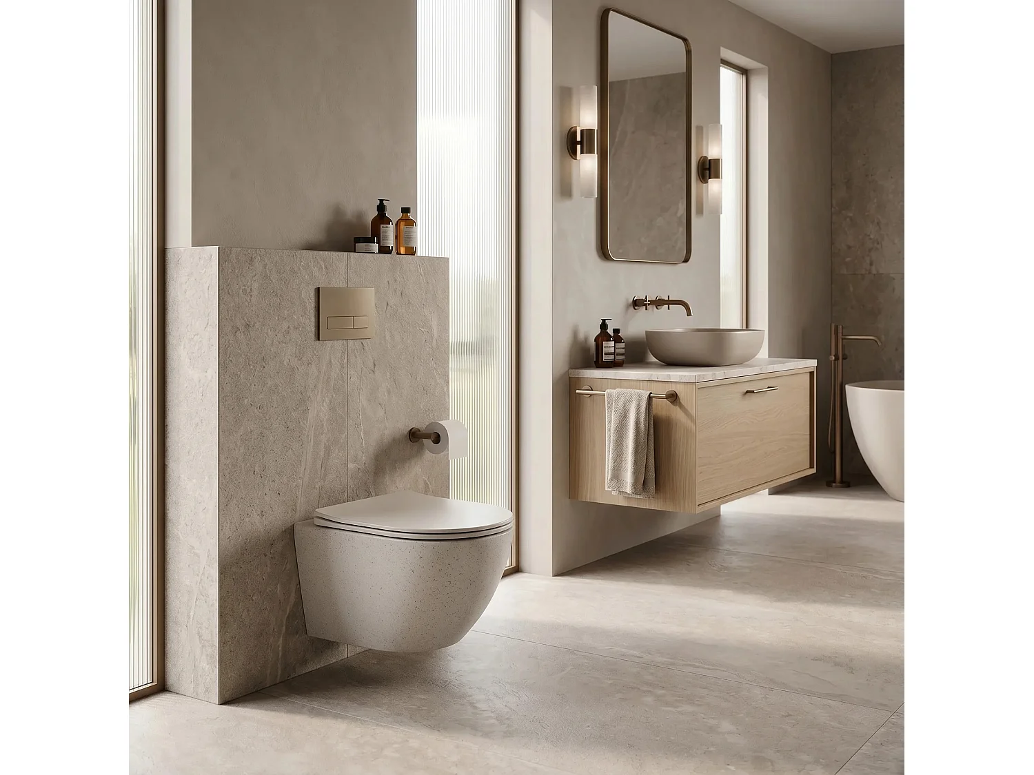 Cuvette Wc Suspendue Rea Carlo Mini Greige Beige
