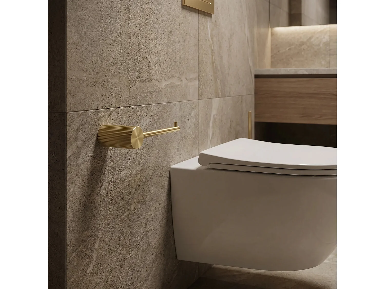 Toiletrolhouder Rea Solo Brush Gold