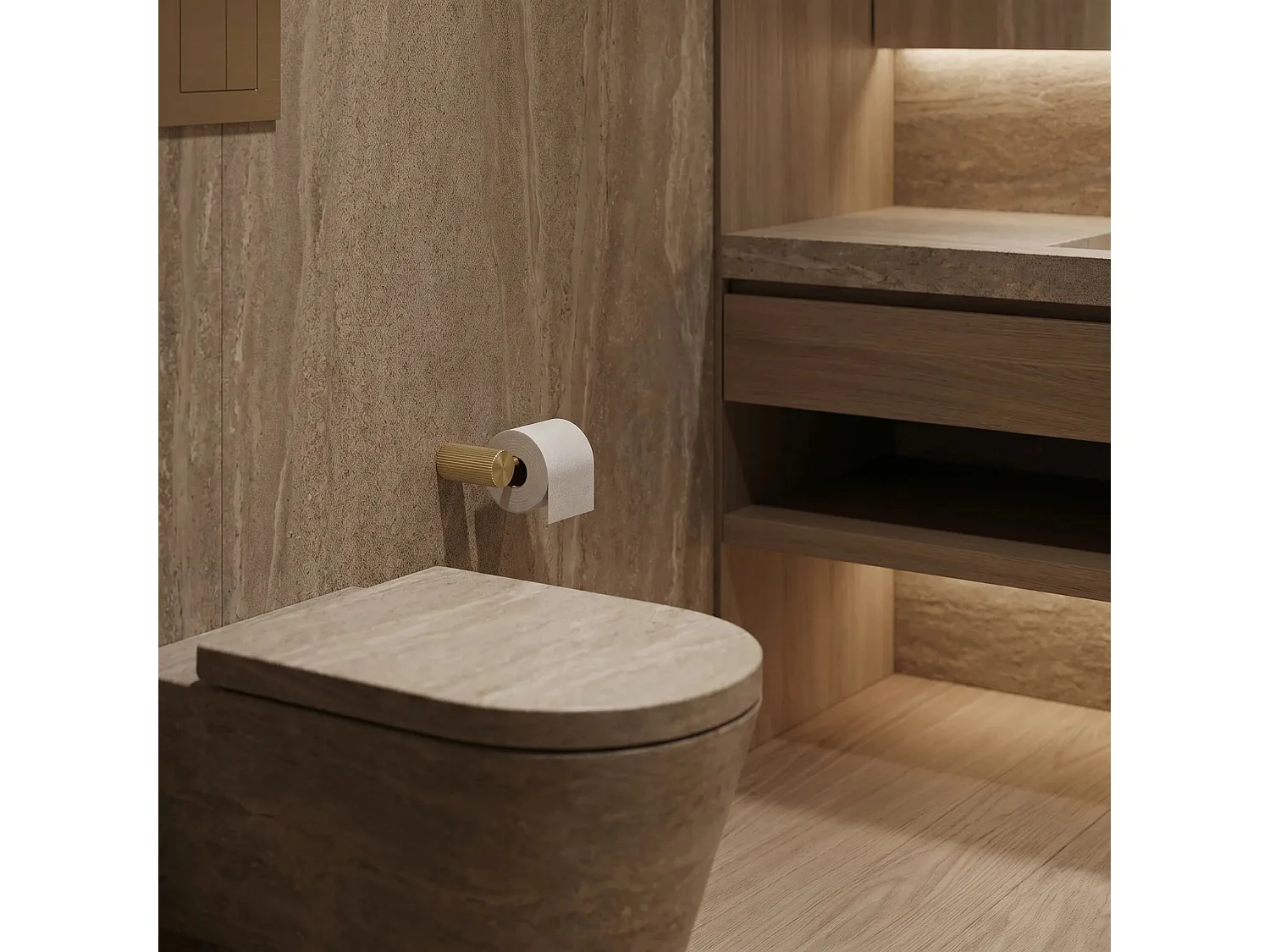 Toiletrolhouder Rea Solo Brush Gold