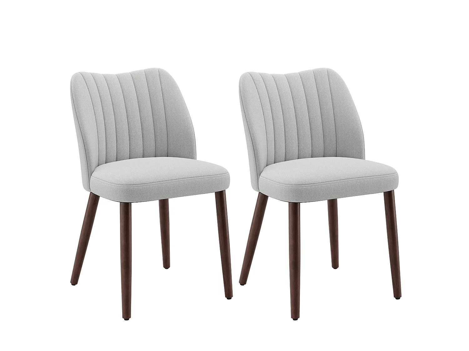 Set van 2 gestoffeerde eetkamerstoelen, dik zitkussen en antislipvoetjes, Lichtgrijs