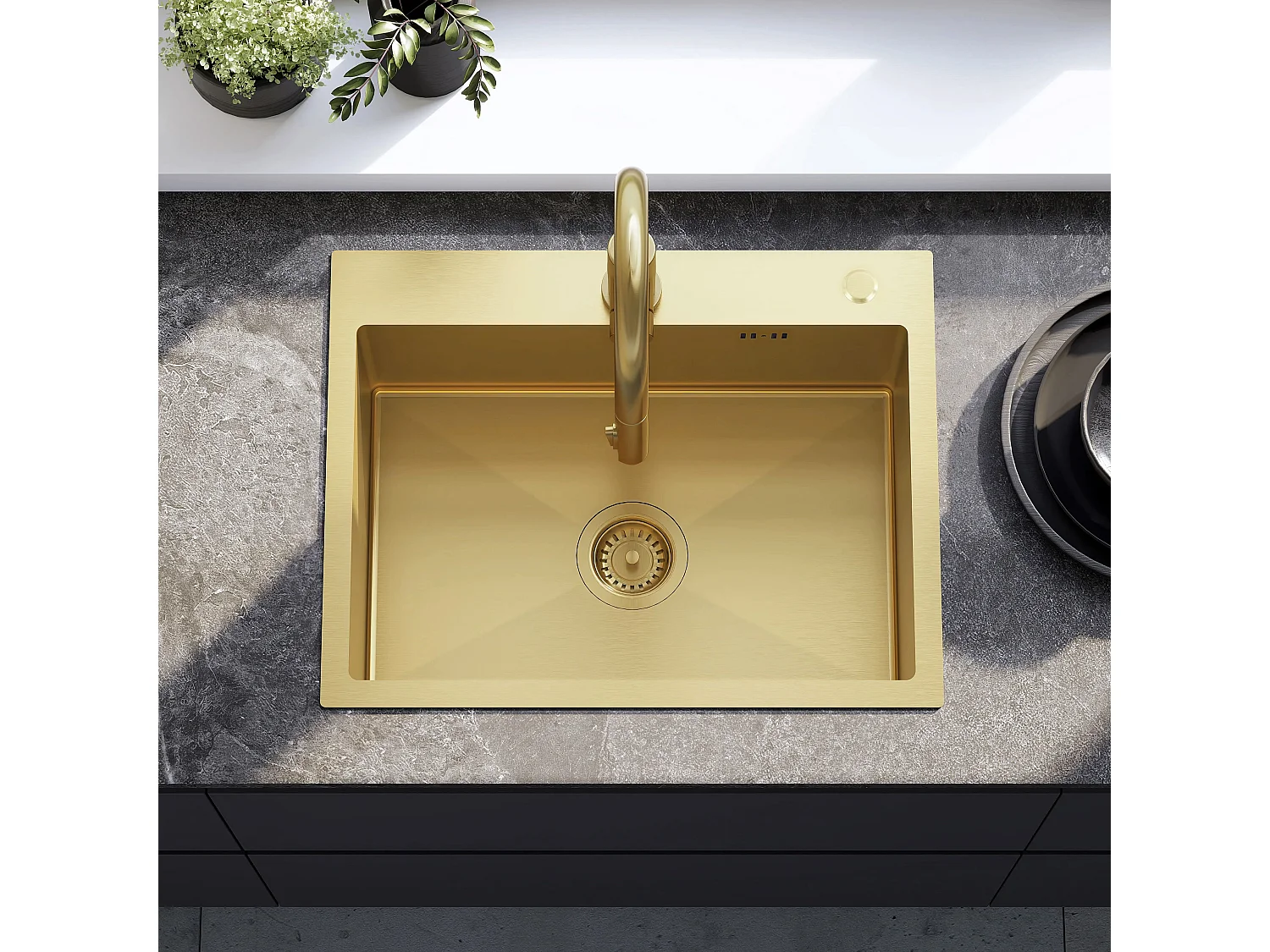 Stalen Spoelbak Rea Liam Brush Gold