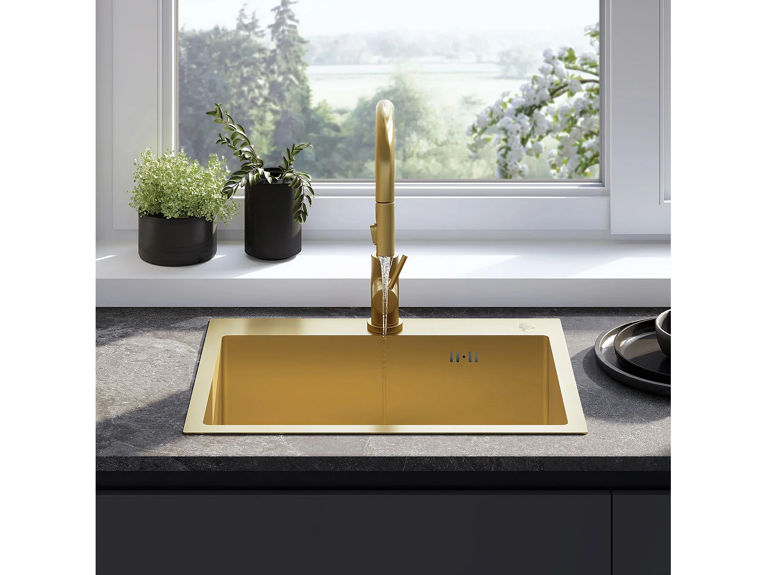 Stalen Spoelbak Rea Liam Brush Gold