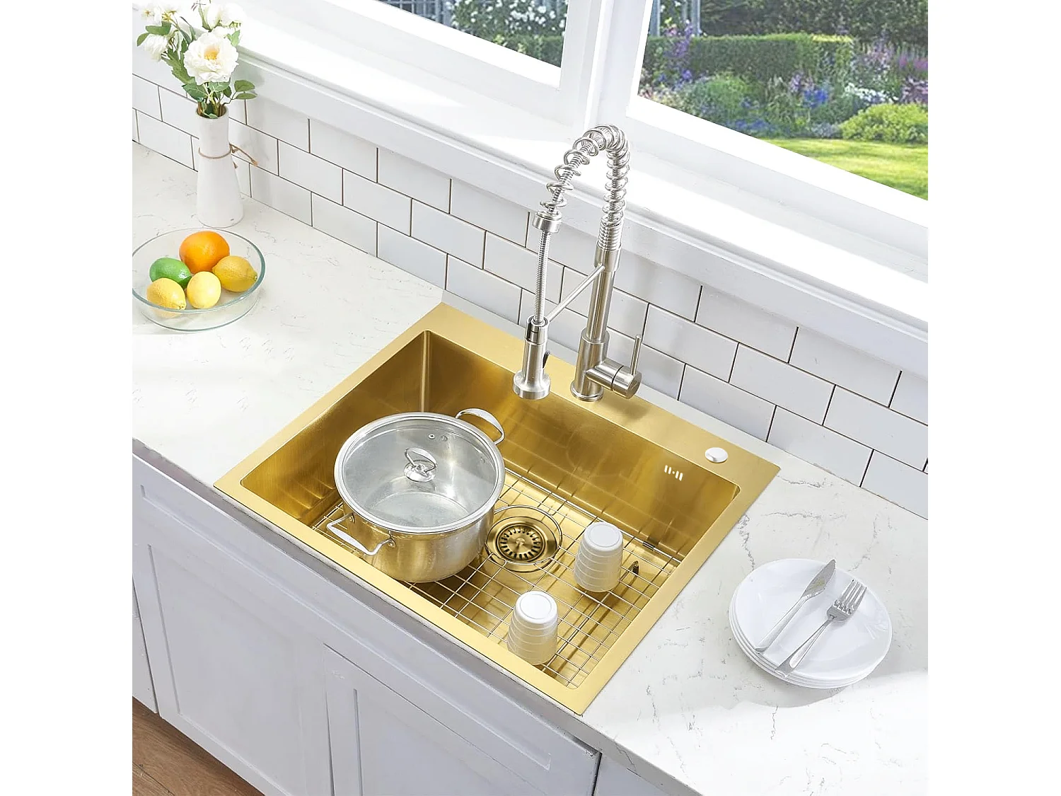 Stalen Spoelbak Rea Liam Brush Gold