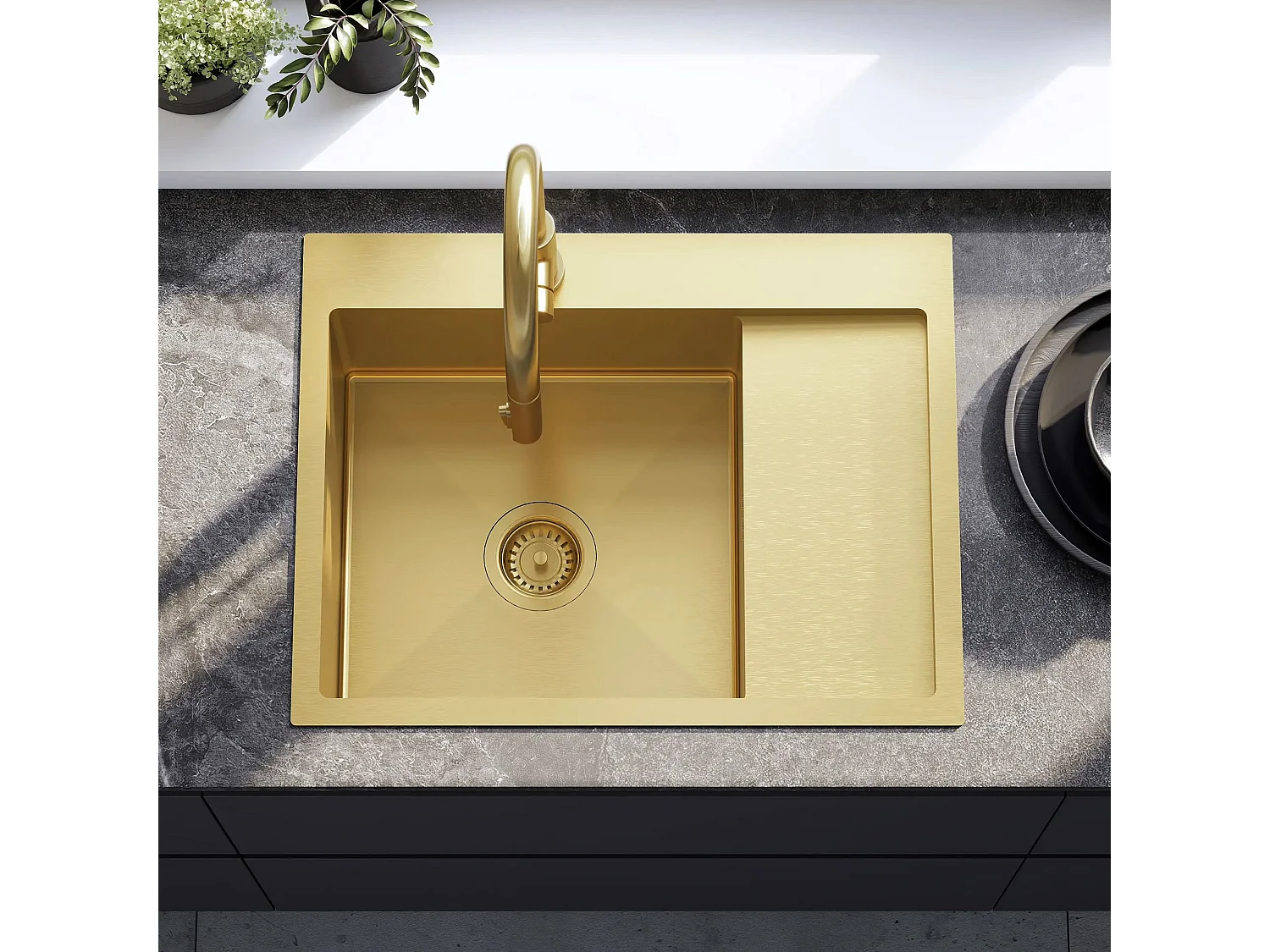 Stalen Spoelbak Rea Fin Brush Gold