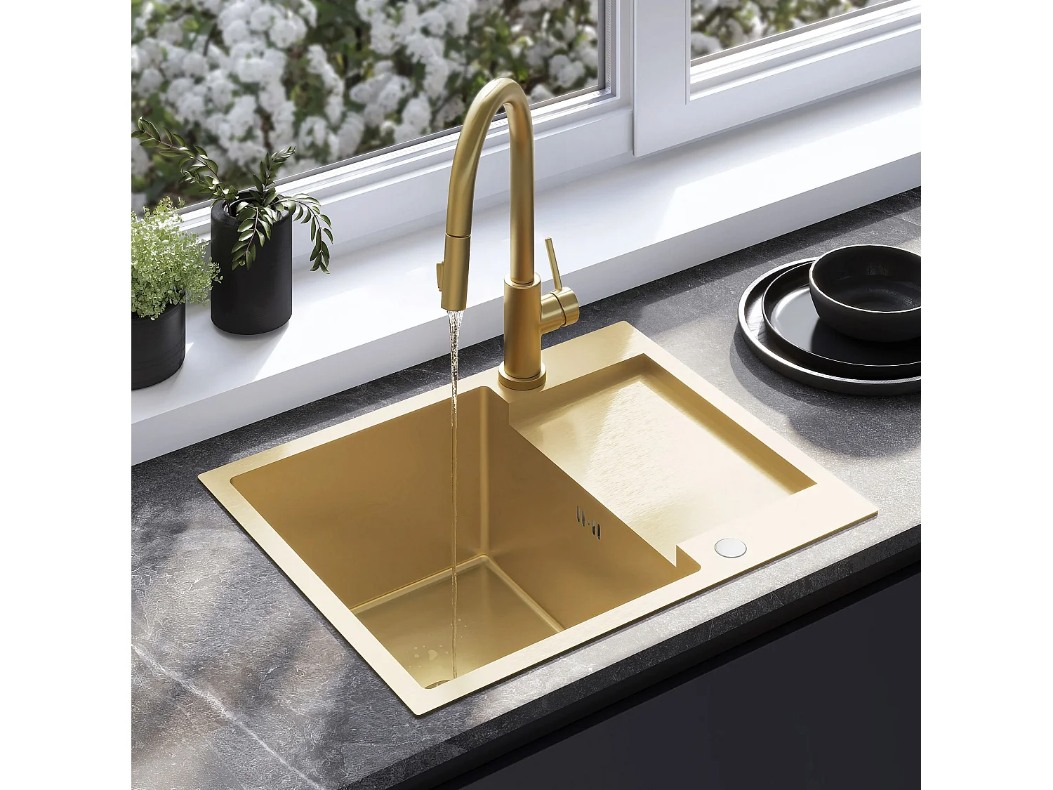Stalen Spoelbak Rea Paul Brush Gold