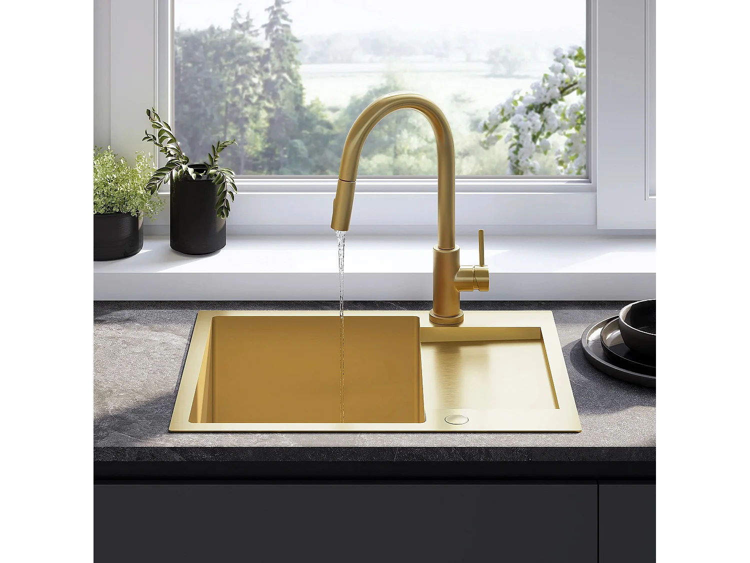 Stalen Spoelbak Rea Paul Brush Gold
