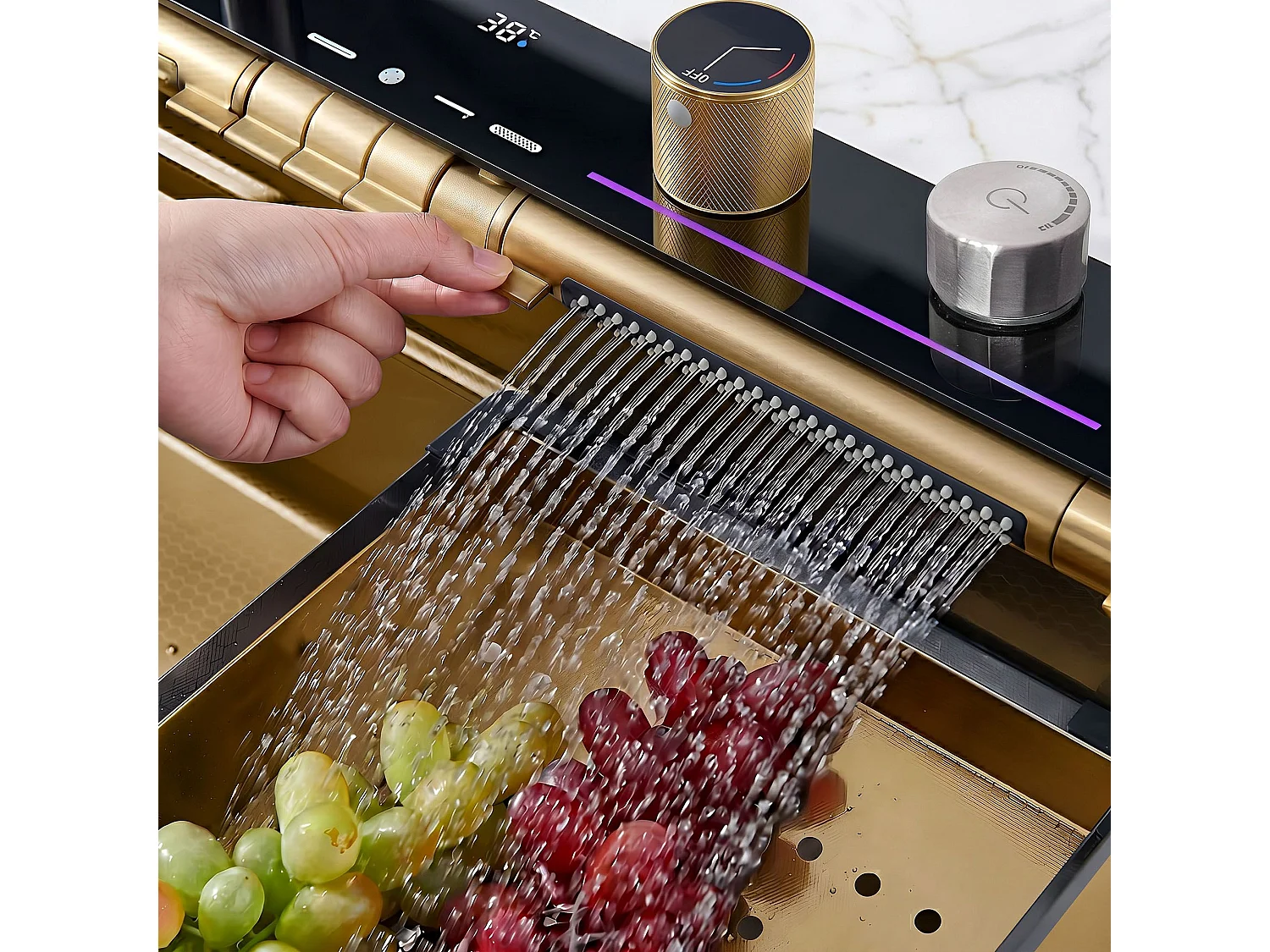 Multifunctionele Stalen Spoelbak Rea Alonzo Brush Gold