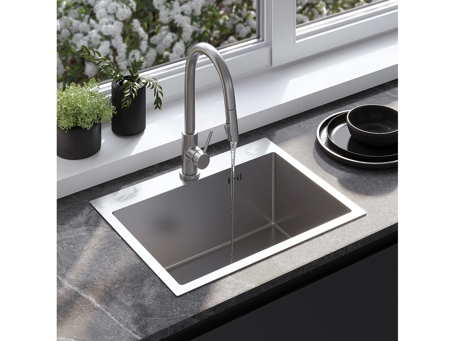 Stalen Spoelbak Rea Liam Brush Nickel
