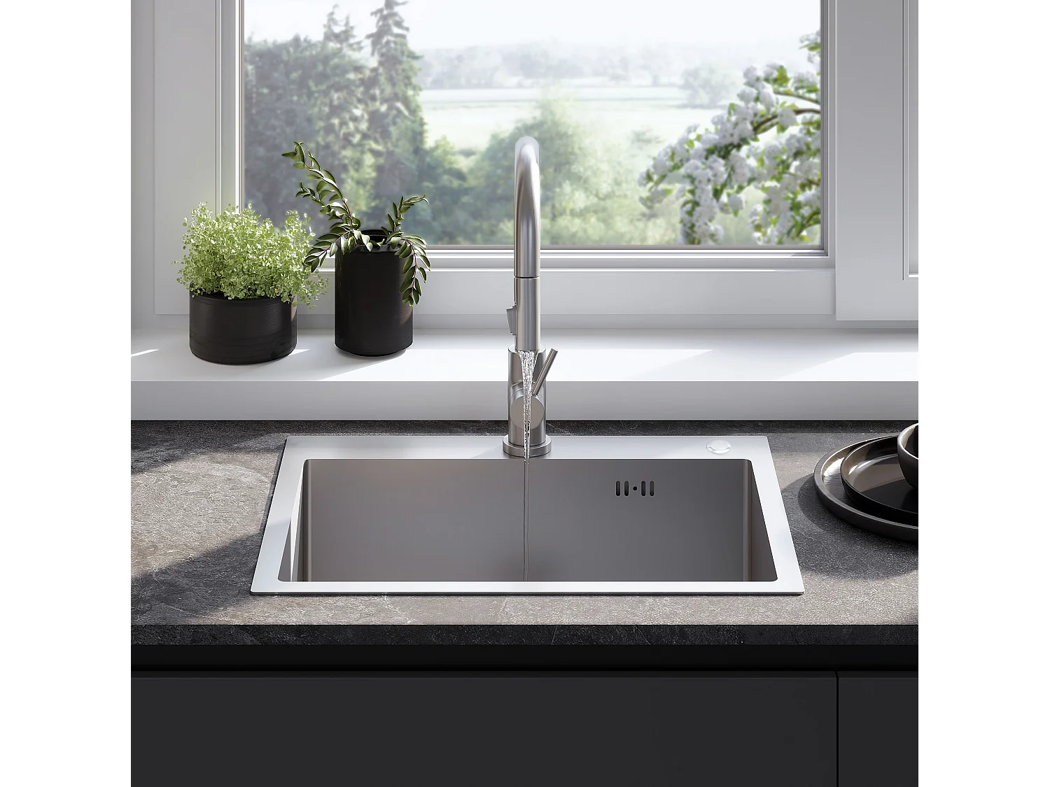 Stalen Spoelbak Rea Liam Brush Nickel