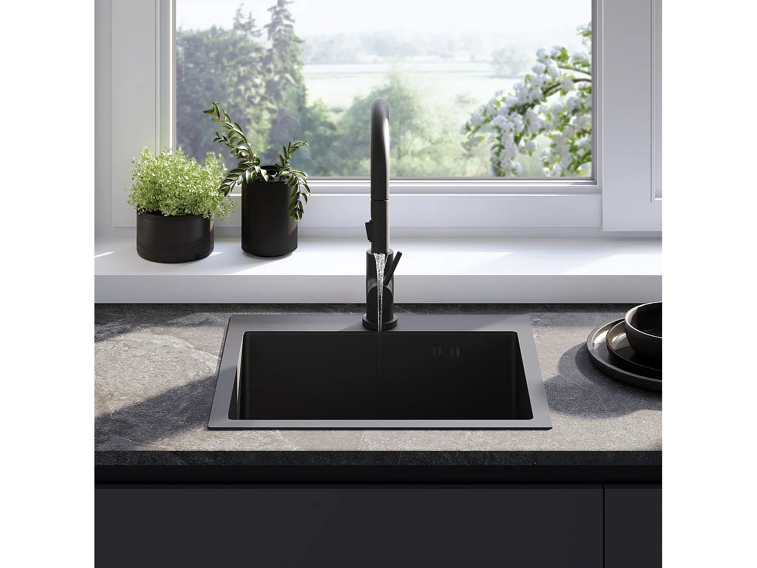Stalen Spoelbak Rea Leo 50 Black