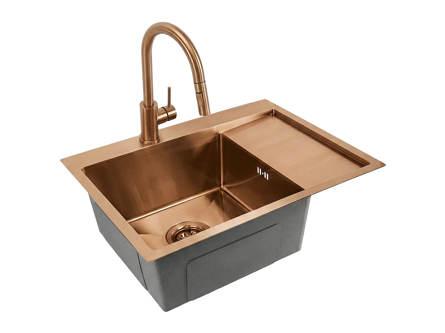 Stalen Spoelbak Rea Fin 62 Brush Copper