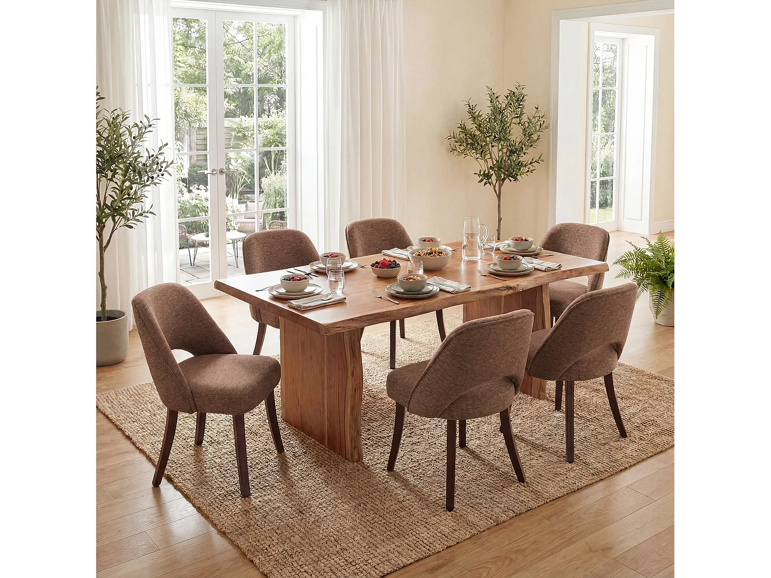 Lot de 2 Chaises de Salle à Manger avec Pieds en Bois Massif, Assise Rembourrée et Dossier Ergonomique Courbé, Rouge