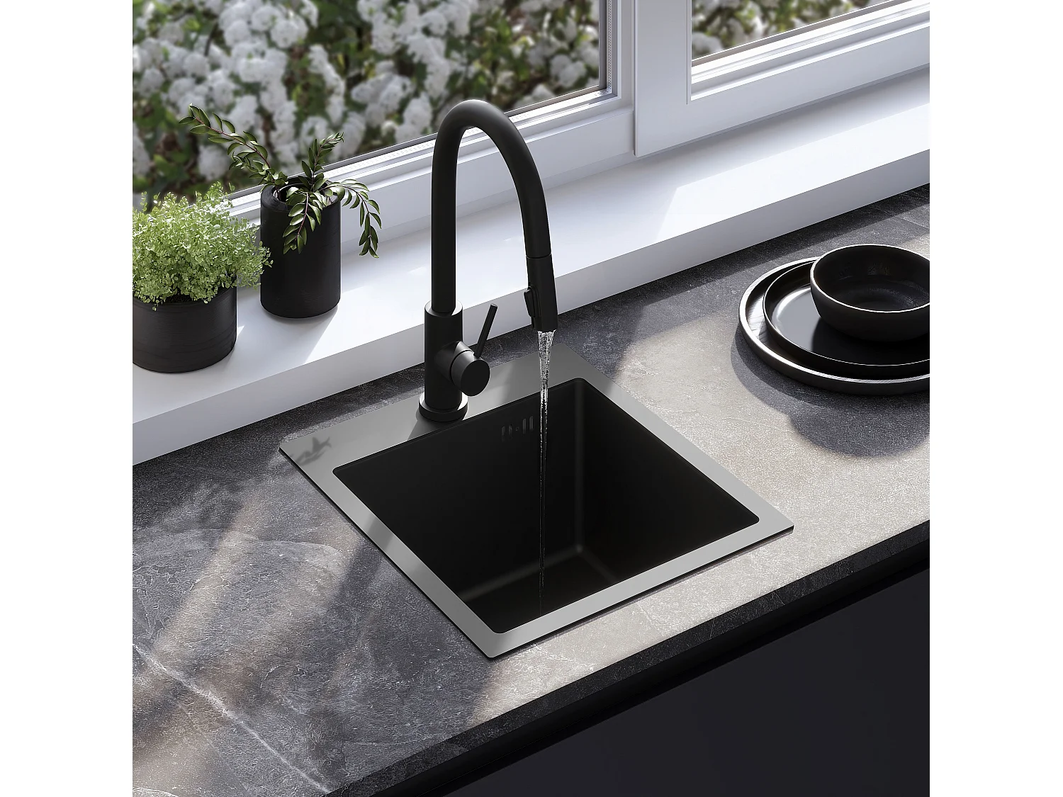 Stalen Spoelbak Rea Leo 40 Black