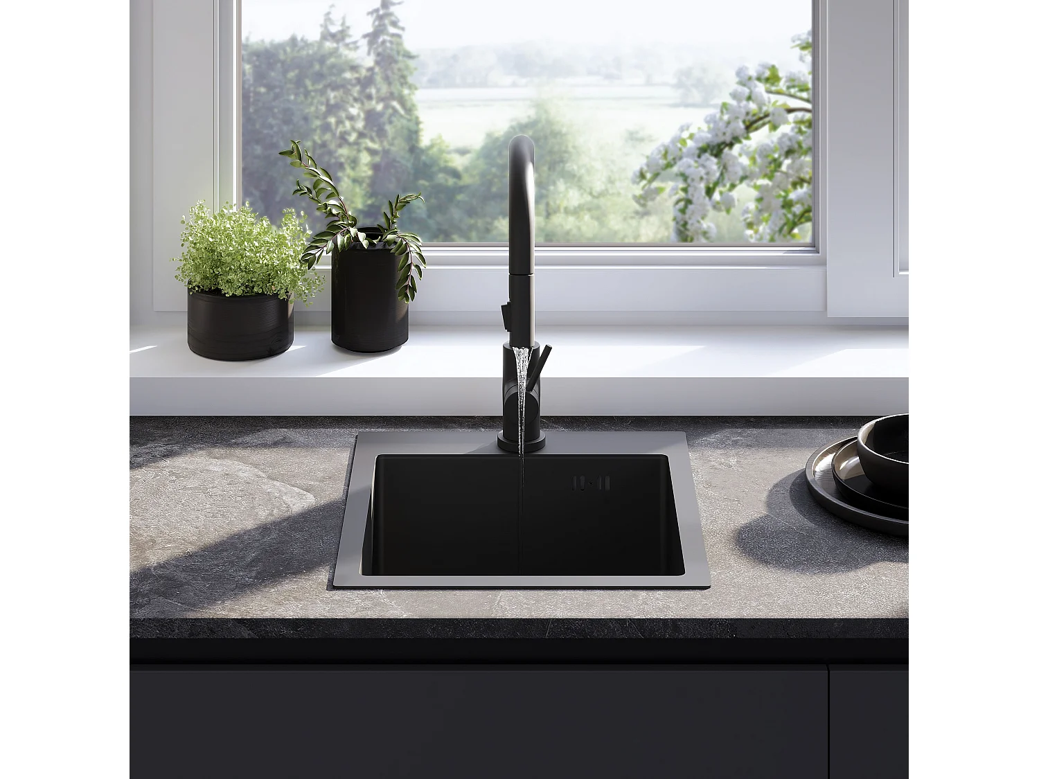 Stalen Spoelbak Rea Leo 40 Black