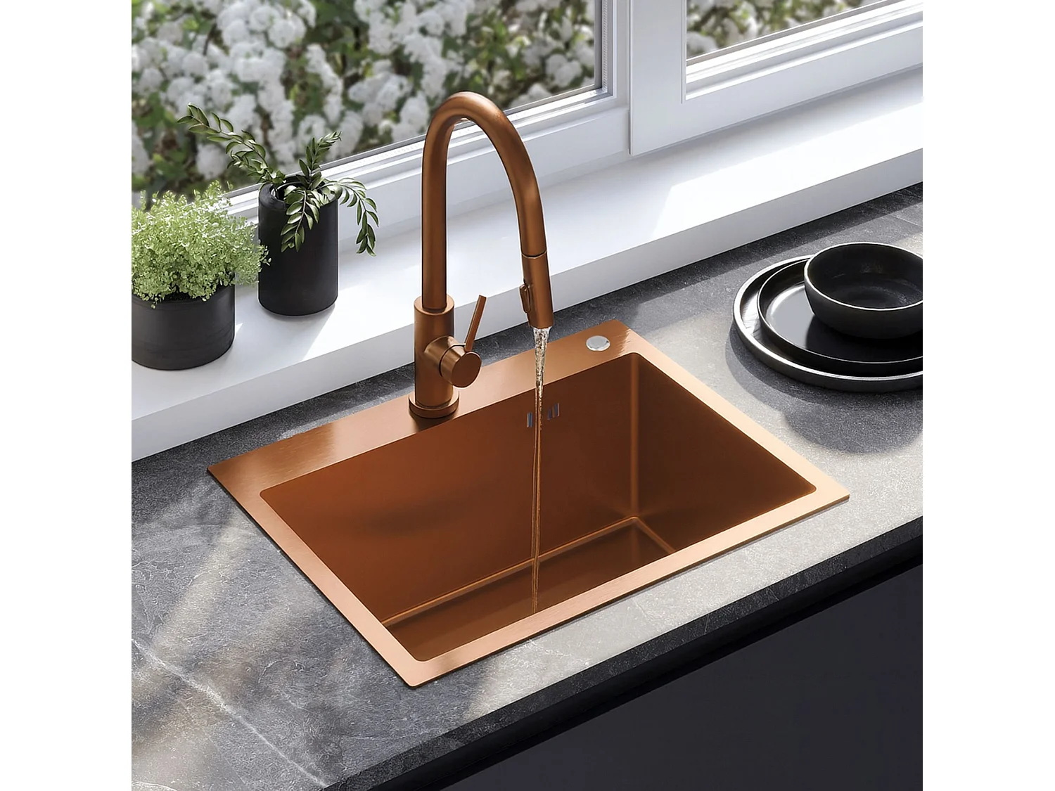 Stalen Spoelbak Rea Liam Brush Copper