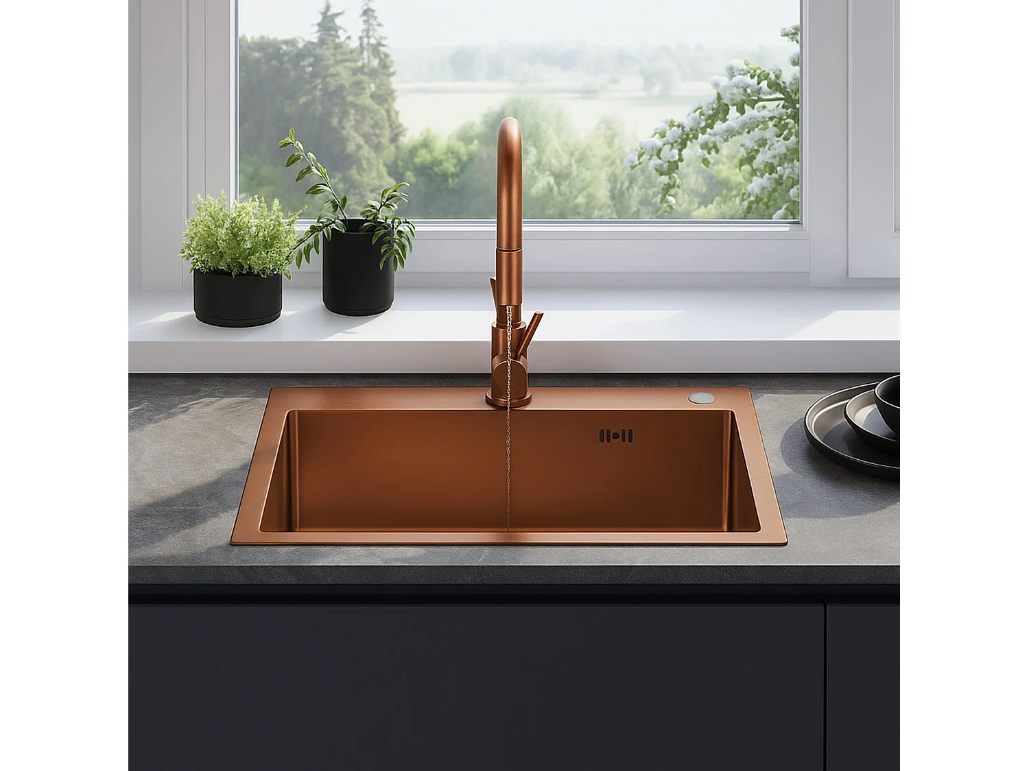 Stalen Spoelbak Rea Liam Brush Copper