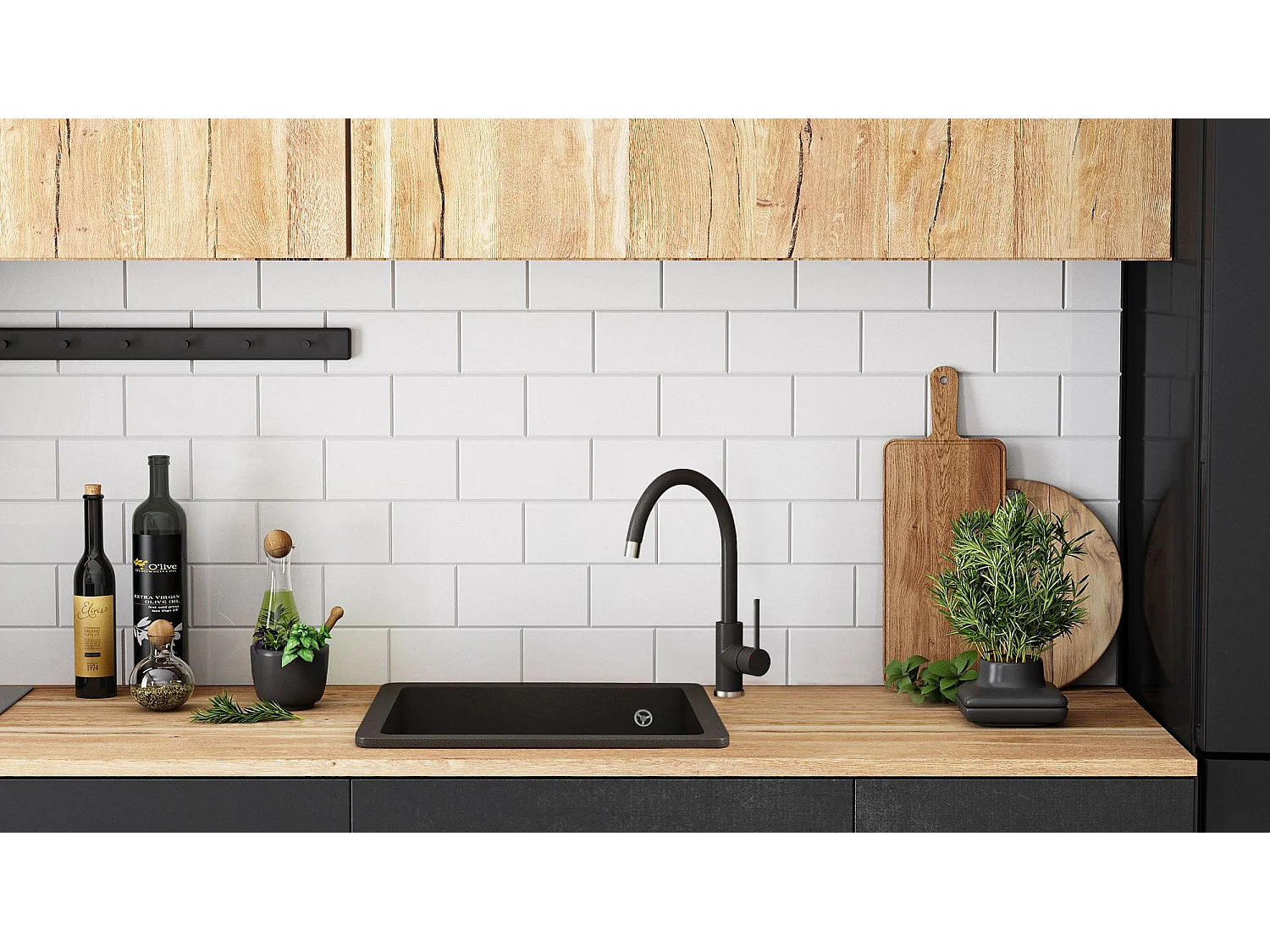 Granitgootsteen Rea Nels Metalic Black