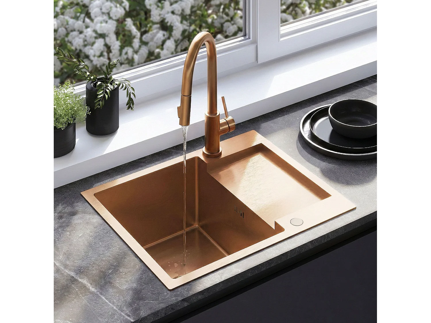 Stalen Spoelbak Rea Paul 60 Brush Copper