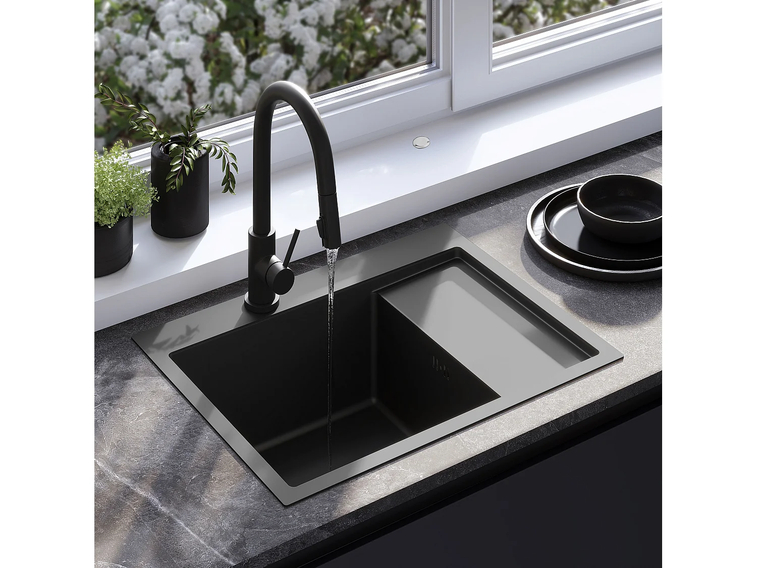 Stalen Spoelbak Rea Fin Black