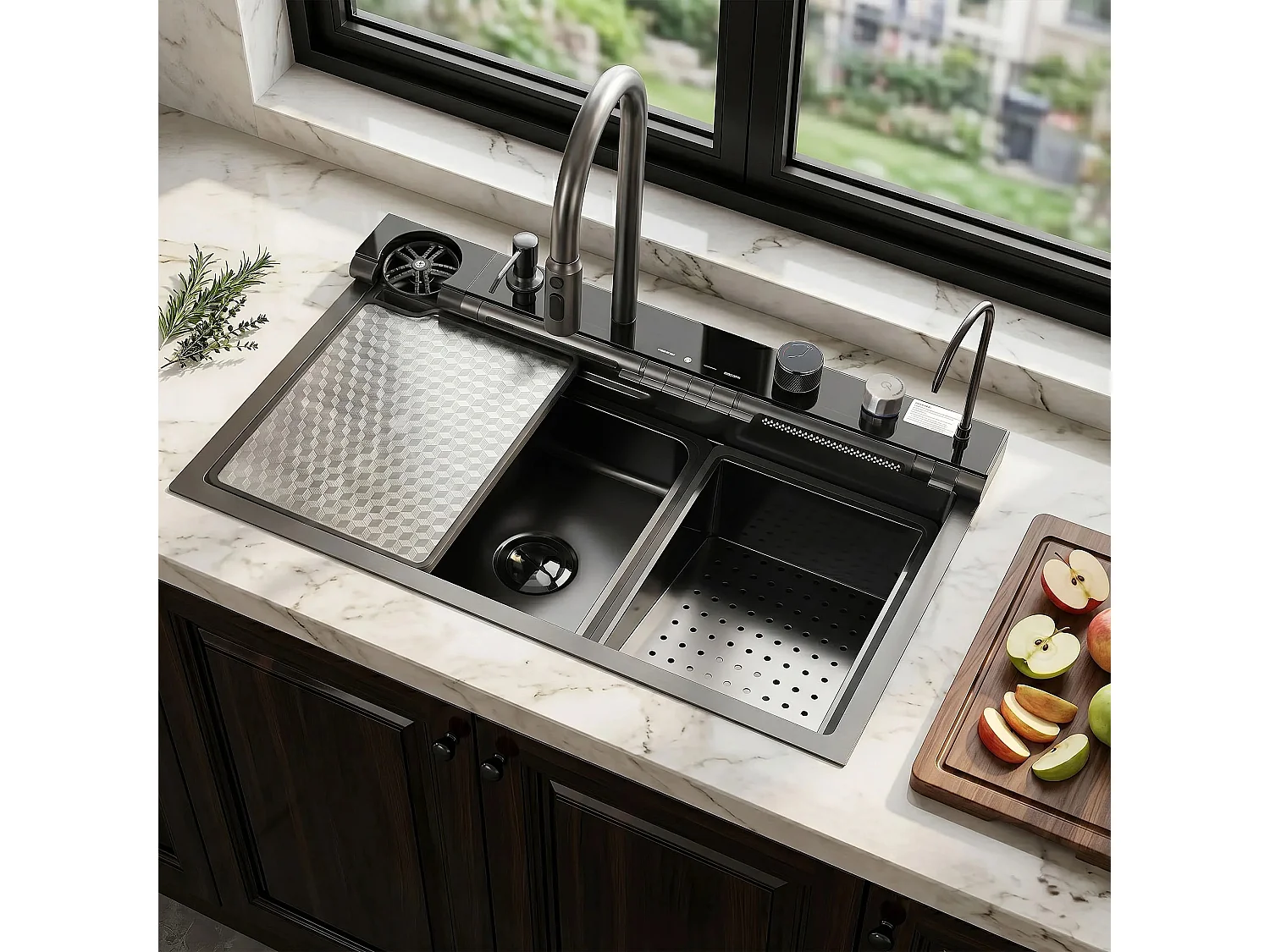Multifunctionele Stalen Spoelbak Rea Alonzo Black