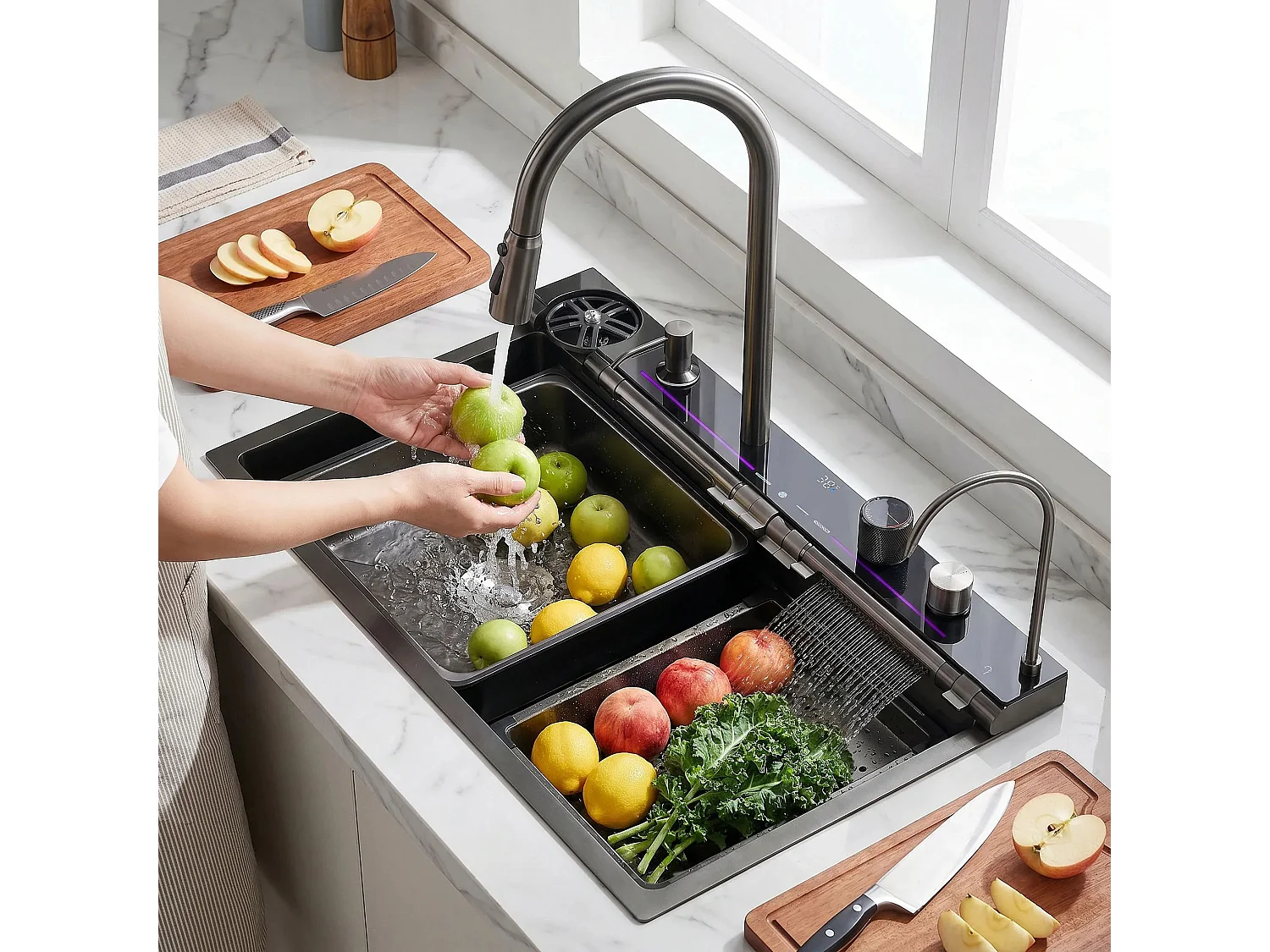 Multifunctionele Stalen Spoelbak Rea Alonzo Black