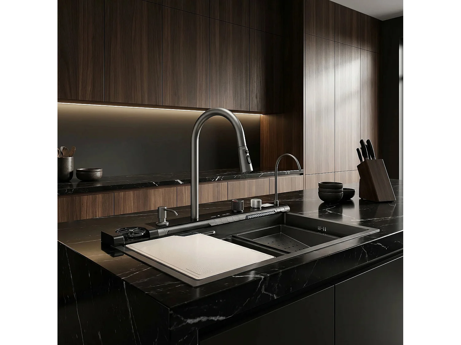 Multifunctionele Stalen Spoelbak Rea Alonzo Black