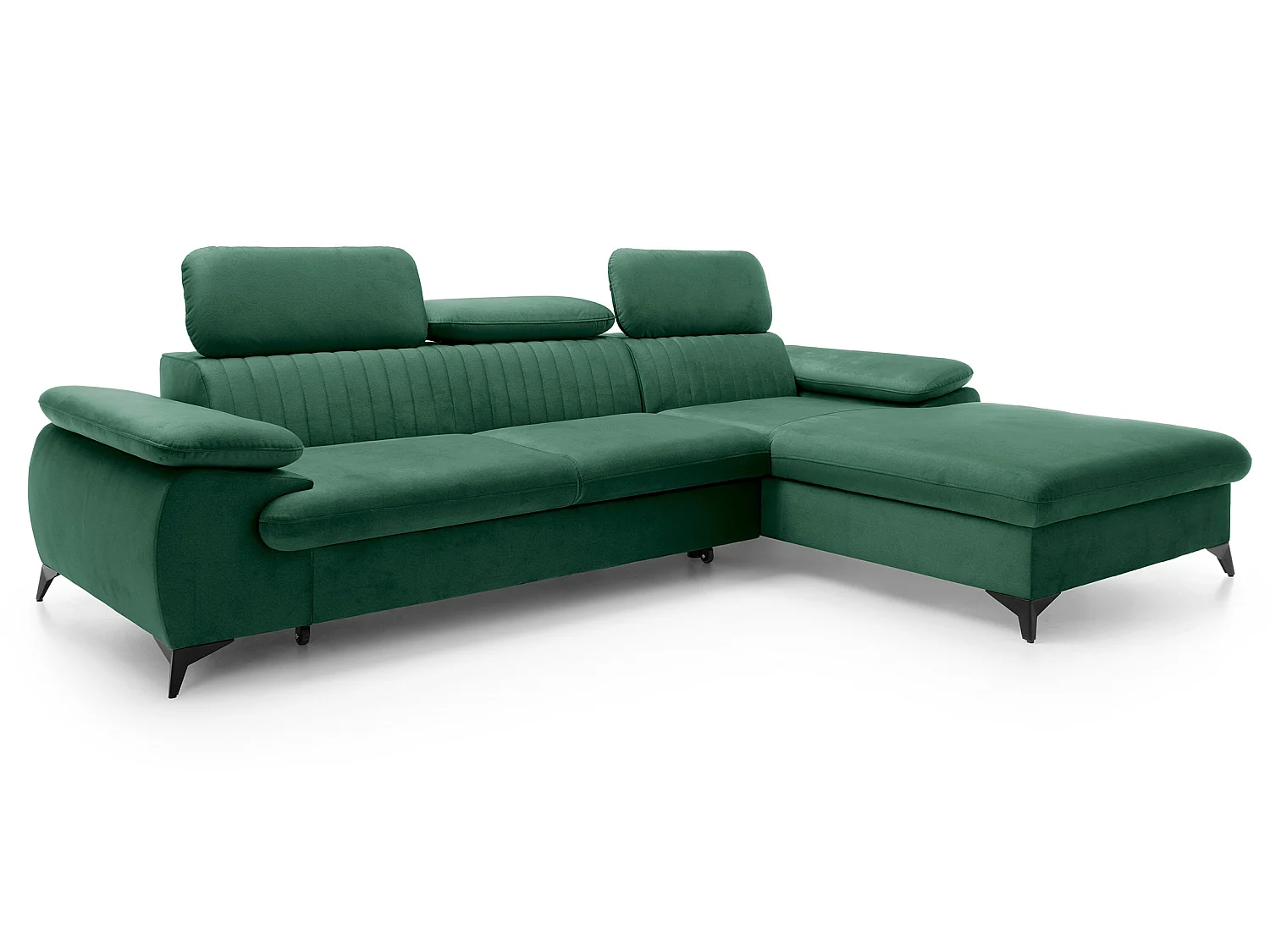 Canapé d'angle avec appuie-têtes réglables Xanto M, 280x193 cm, convertible, coffre de rangement, droite, Vert