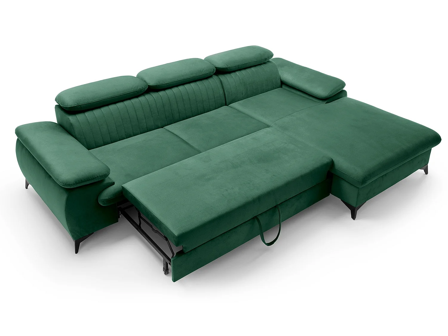 Canapé d'angle avec appuie-têtes réglables Xanto M, 280x193 cm, convertible, coffre de rangement, droite, Vert