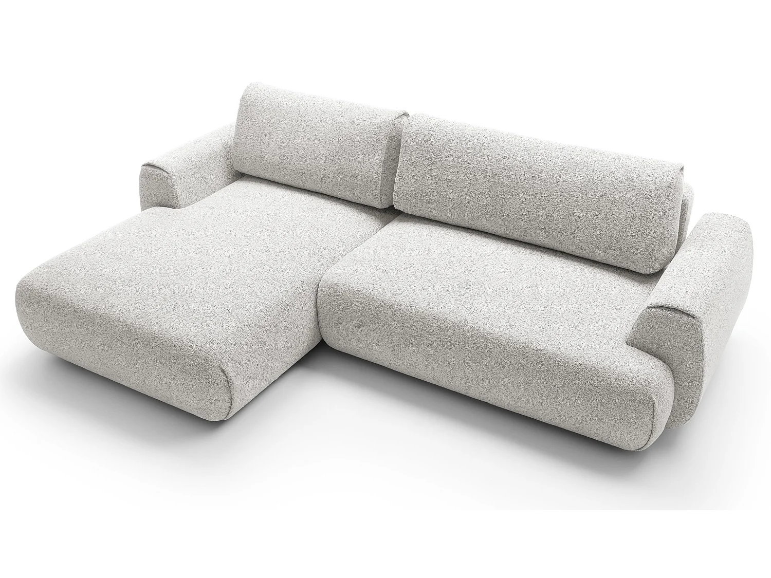Hoekbank met opbergruimte 270 cm Ralto, moderne stijl, slaapfunctie, 5-zits, links, Lichtgrijs