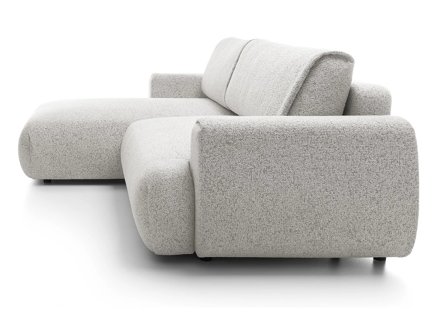 Hoekbank met opbergruimte 270 cm Ralto, moderne stijl, slaapfunctie, 5-zits, links, Lichtgrijs