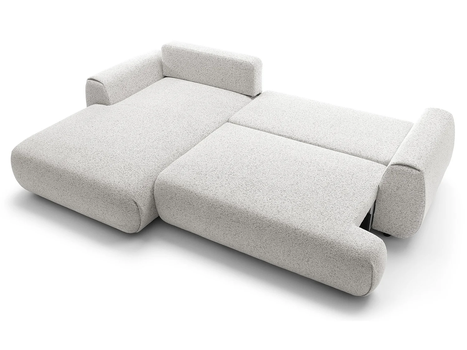 Hoekbank met opbergruimte 270 cm Ralto, moderne stijl, slaapfunctie, 5-zits, links, Lichtgrijs