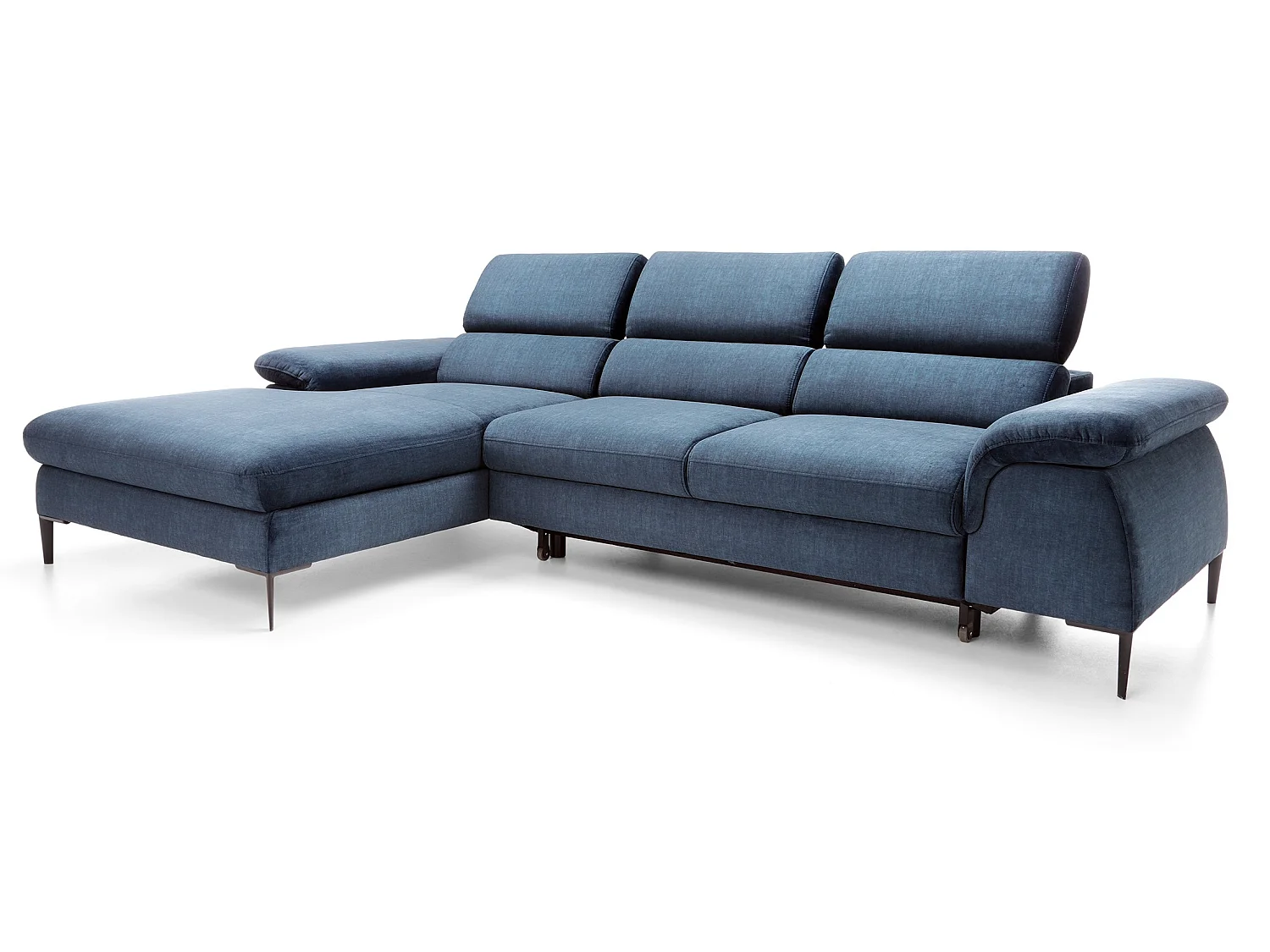 Hoekbank 290 cm Amaro M, verstelbare hoofdsteunen, slaapfunctie en opbergruimte, links, Blauw