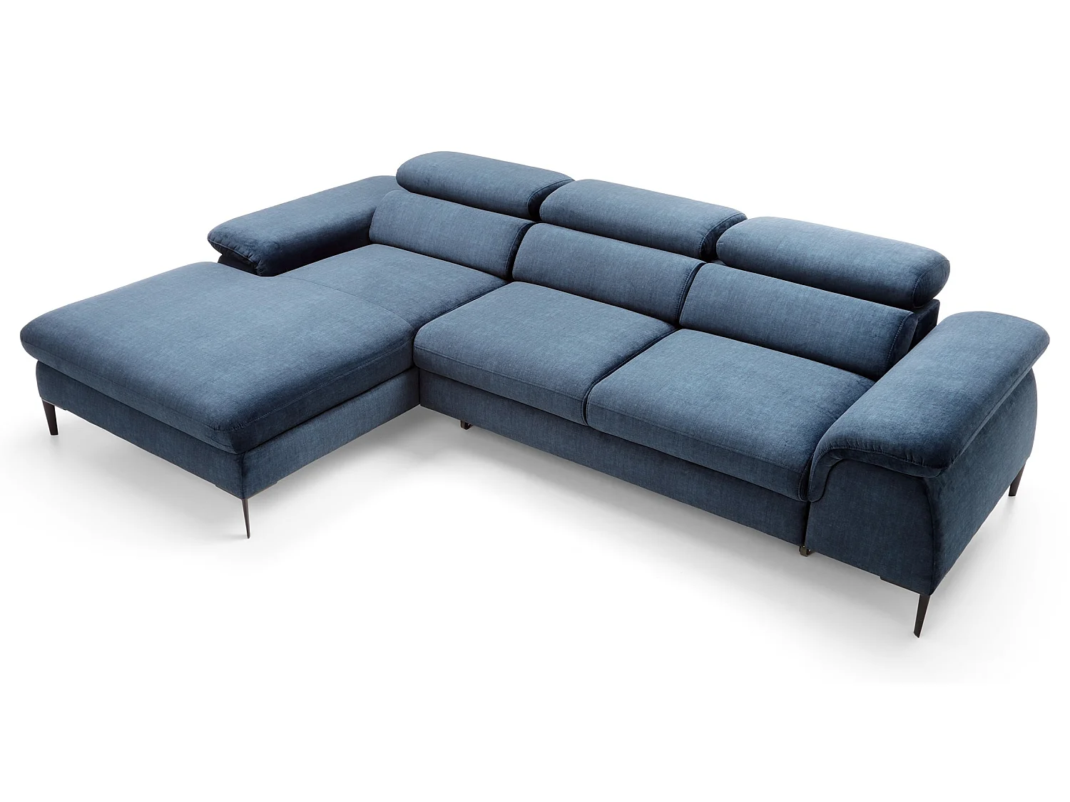 Hoekbank 290 cm Amaro M, verstelbare hoofdsteunen, slaapfunctie en opbergruimte, links, Blauw