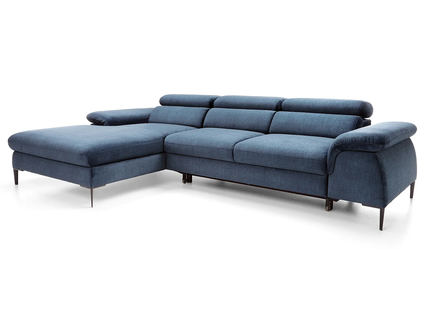Hoekbank 290 cm Amaro M, verstelbare hoofdsteunen, slaapfunctie en opbergruimte, links, Blauw