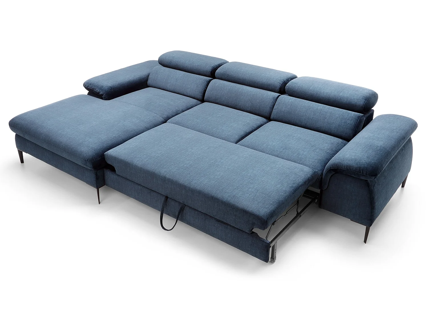 Hoekbank 290 cm Amaro M, verstelbare hoofdsteunen, slaapfunctie en opbergruimte, links, Blauw