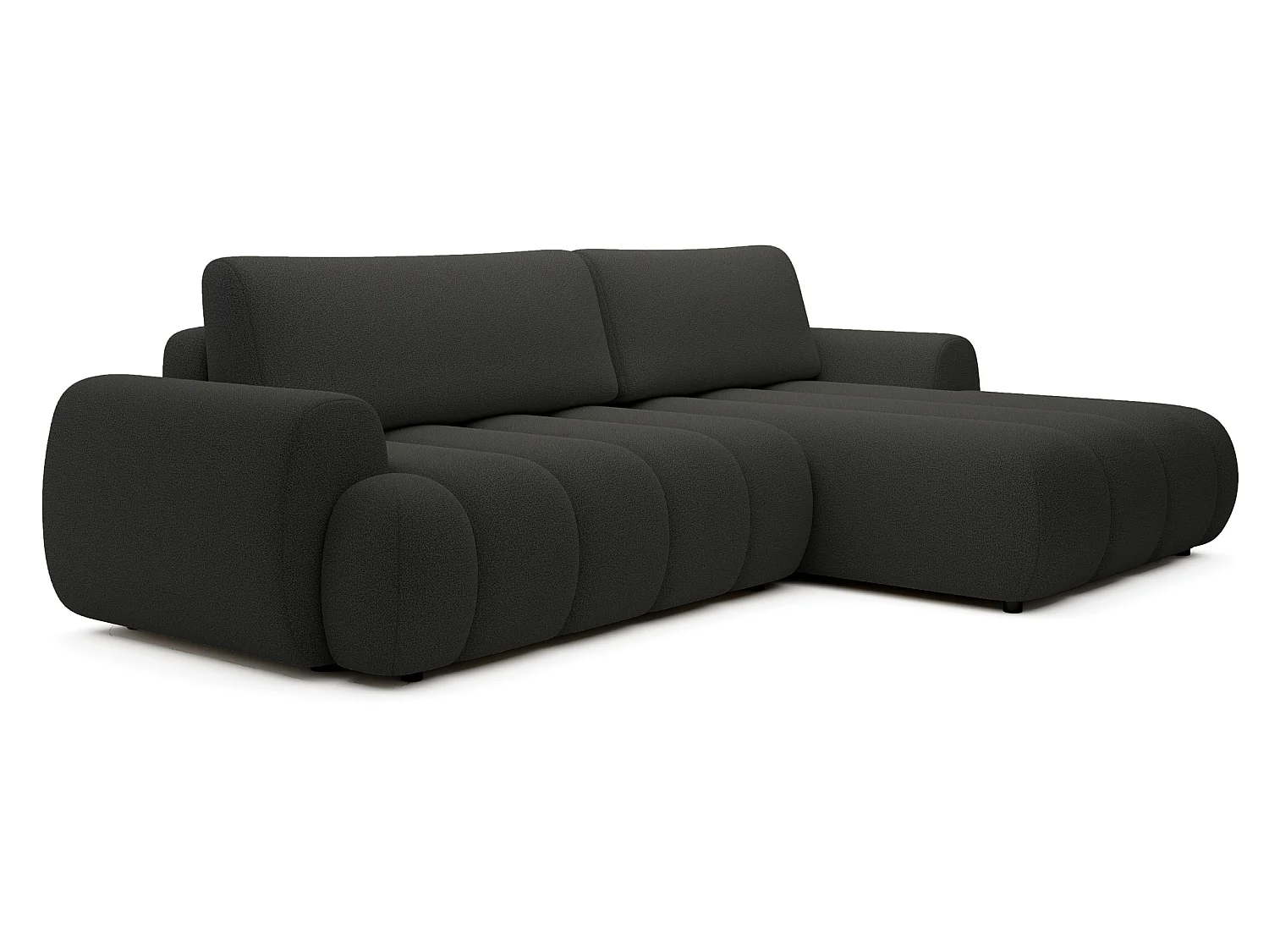 Canapé d'angle convertible 270 cm Puro, style moderne, coffre de rangement, 5 places, droite, Gris foncé