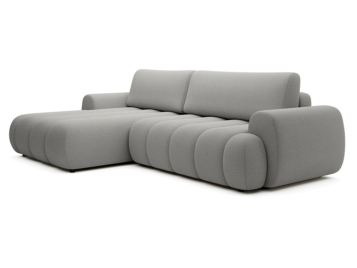 Canapé d'angle convertible 270 cm Puro, style moderne, coffre de rangement, 5 places, gauche, Gris clair