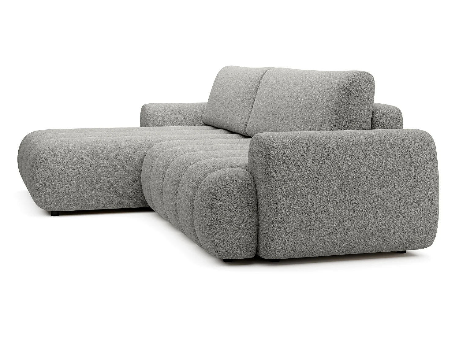 Canapé d'angle convertible 270 cm Puro, style moderne, coffre de rangement, 5 places, gauche, Gris clair