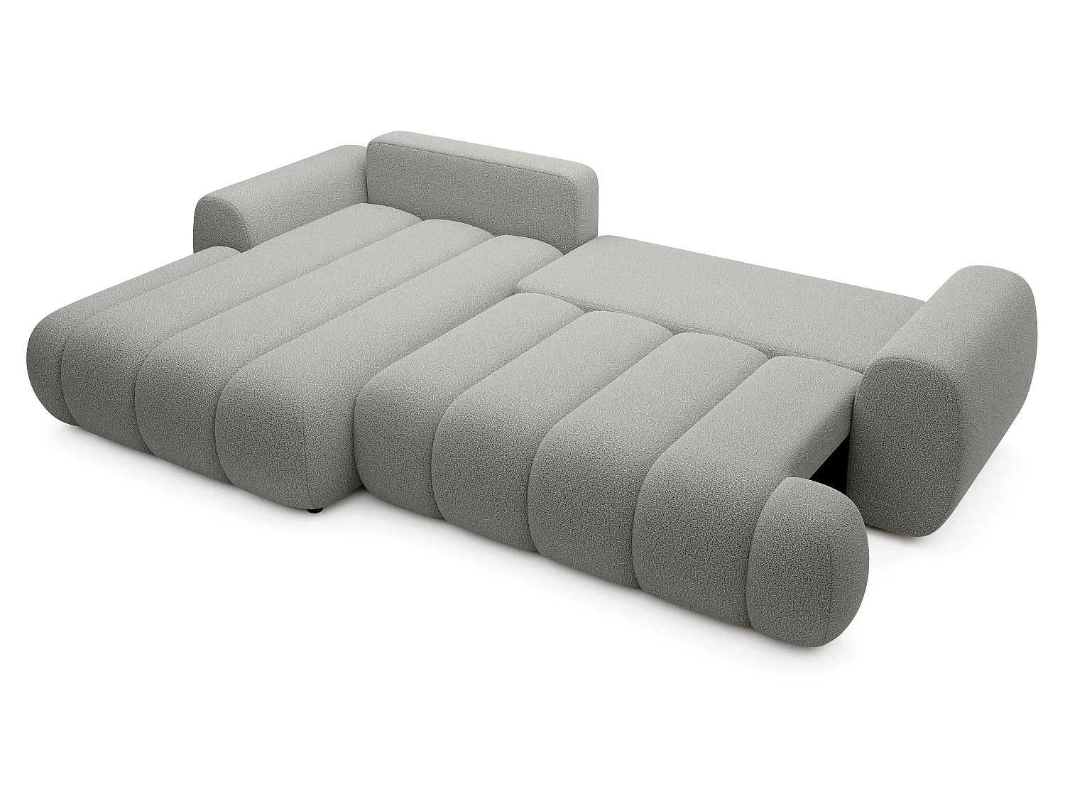 Canapé d'angle convertible 270 cm Puro, style moderne, coffre de rangement, 5 places, gauche, Gris clair