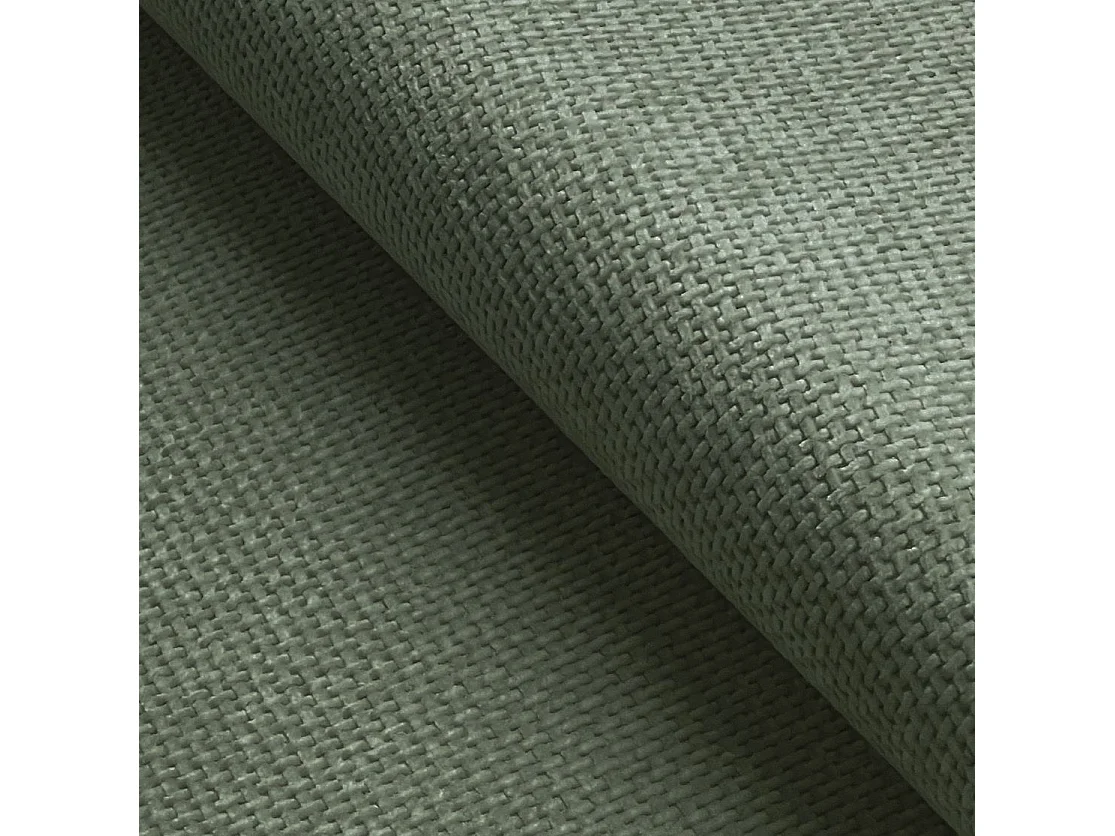 Canapé d'angle convertible 260 cm Kendra sur pieds de 15 cm, coffre de rangement, poufs boules, droite, Vert