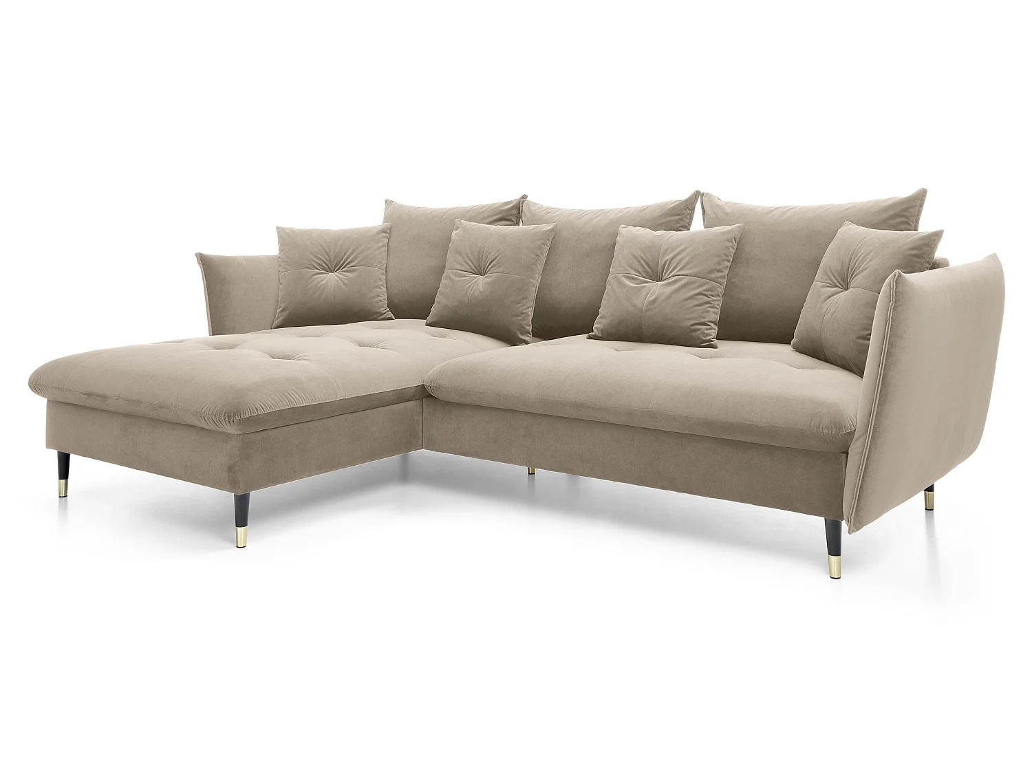 Canapé d’angle convertible 258x167 cm Sagir sur pieds hauts, angle à gauche, coffre de rangement, Marron