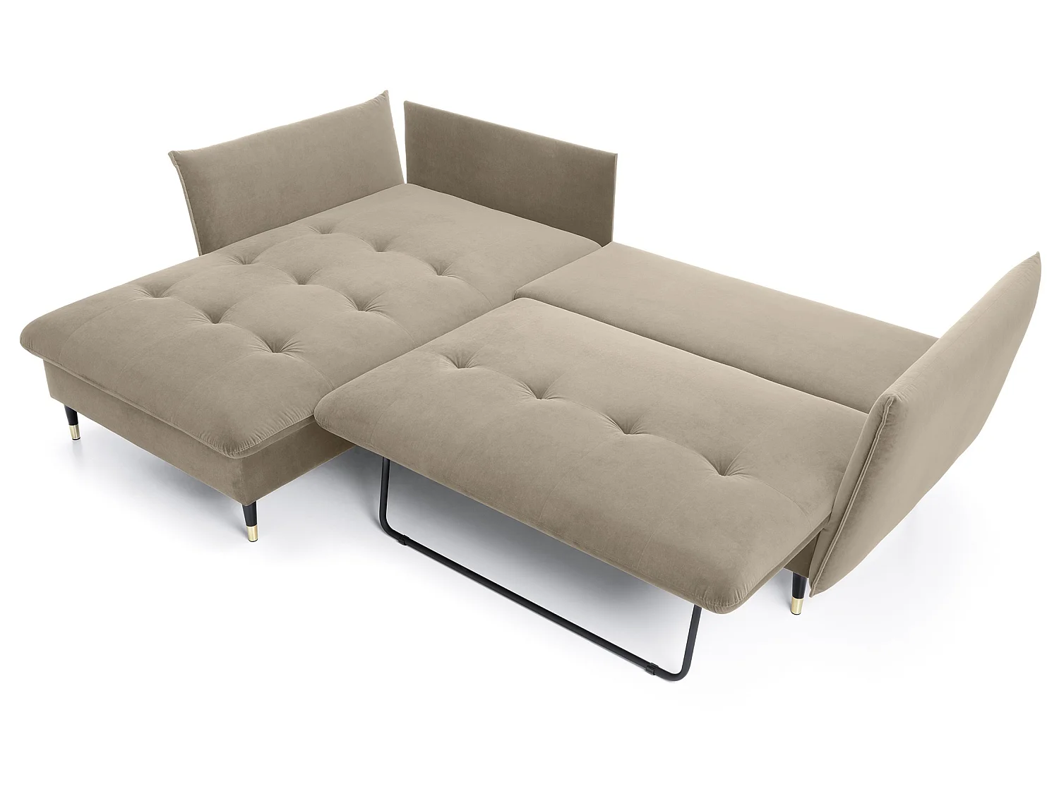 Canapé d’angle convertible 258x167 cm Sagir sur pieds hauts, angle à gauche, coffre de rangement, Marron