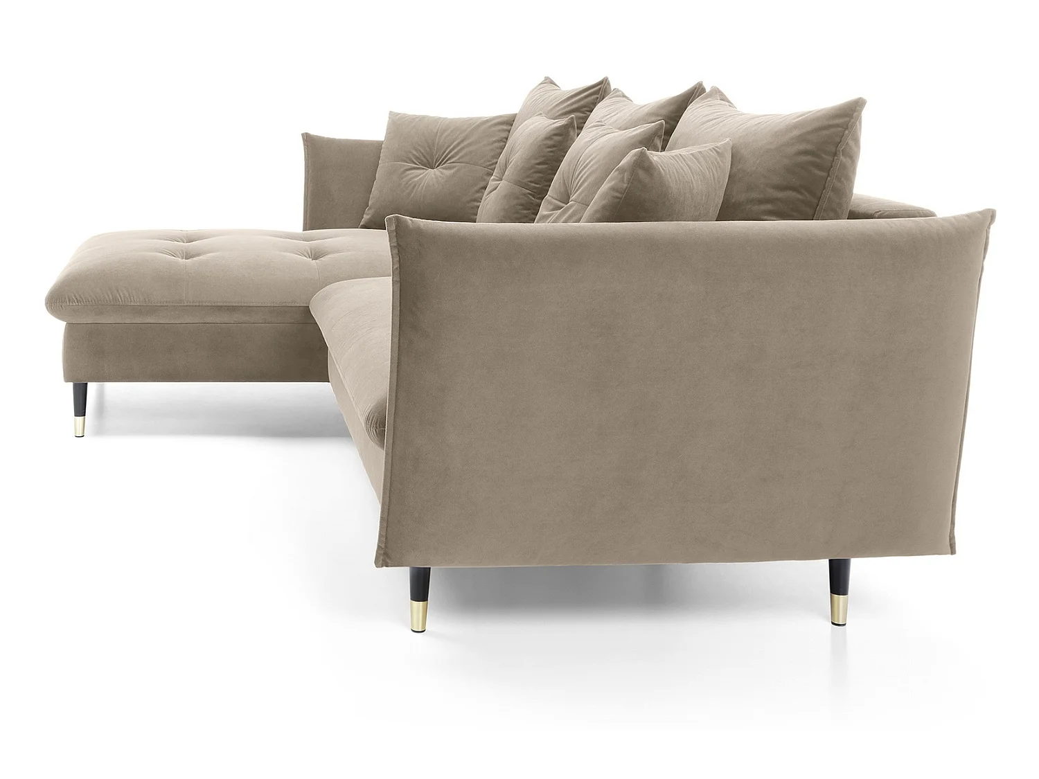 Canapé d’angle convertible 258x167 cm Sagir sur pieds hauts, angle à gauche, coffre de rangement, Marron