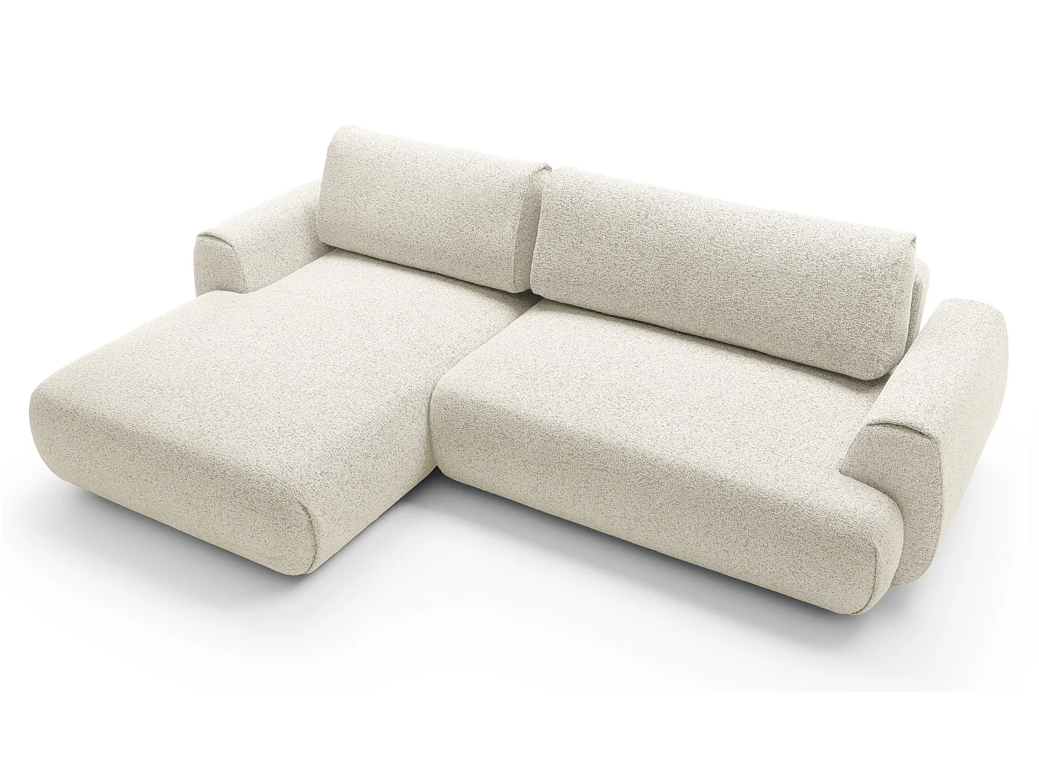 Hoekbank met opbergruimte 270 cm Ralto, moderne stijl, slaapfunctie, 5-zits, links, Crème