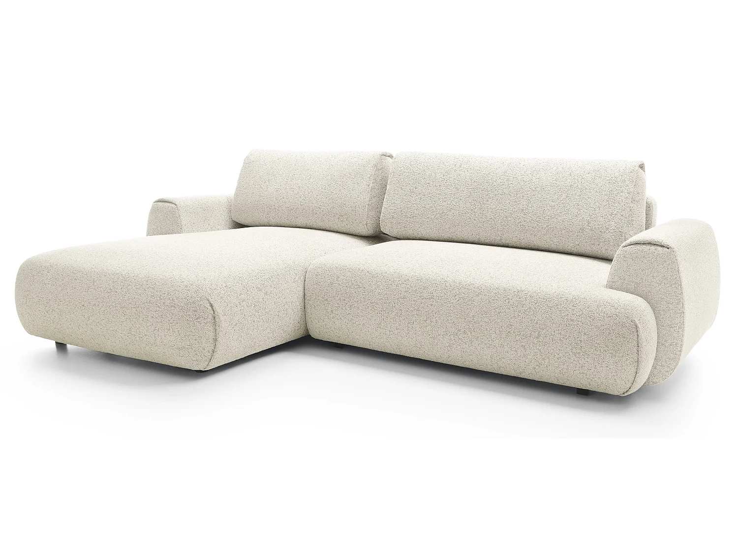 Hoekbank met opbergruimte 270 cm Ralto, moderne stijl, slaapfunctie, 5-zits, links, Crème