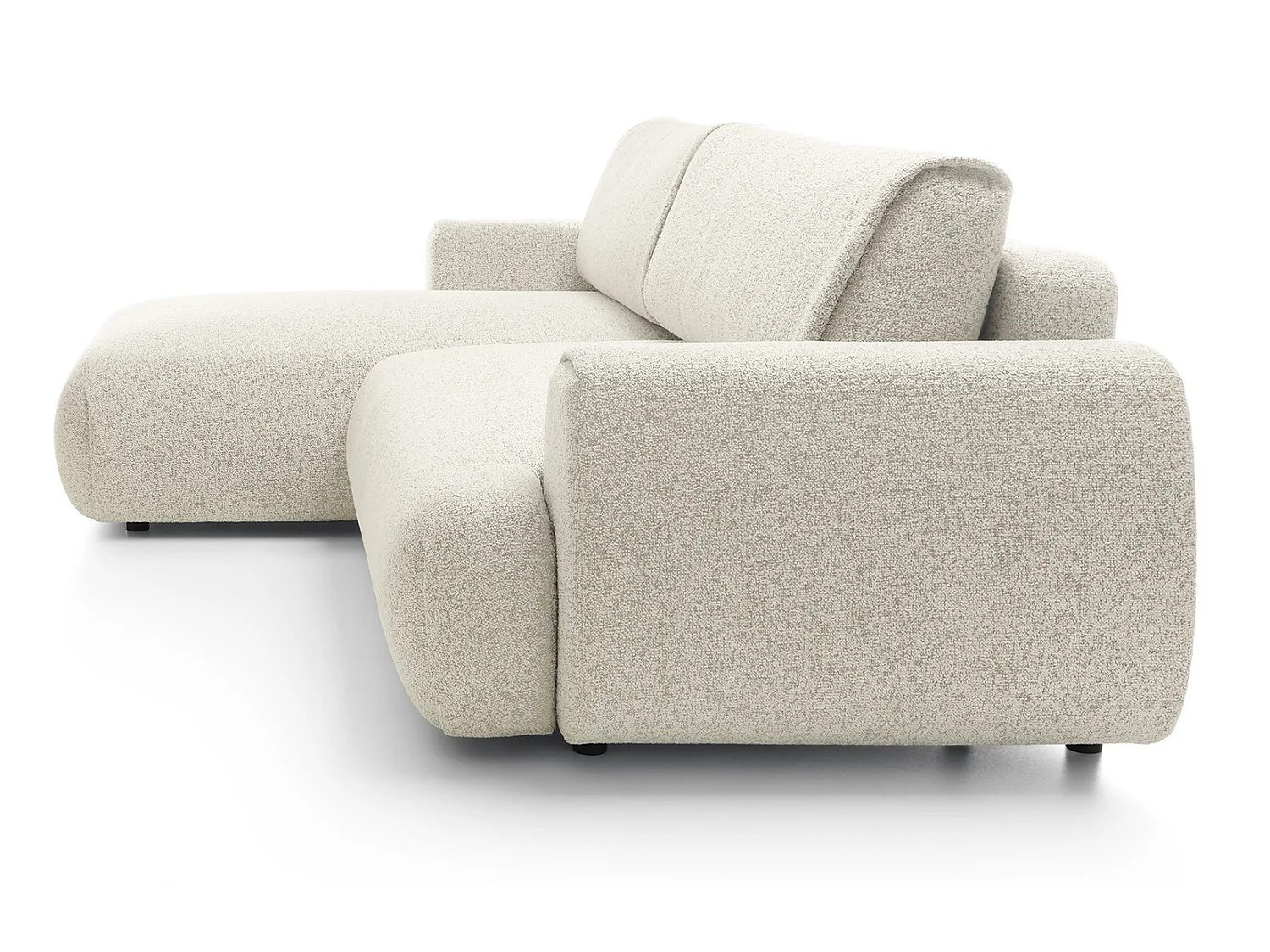 Hoekbank met opbergruimte 270 cm Ralto, moderne stijl, slaapfunctie, 5-zits, links, Crème