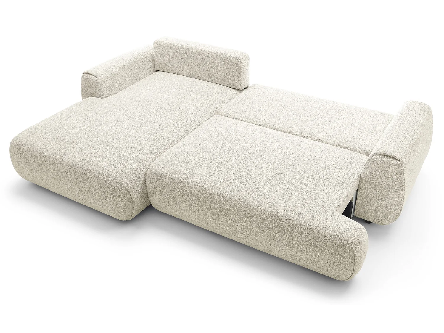 Hoekbank met opbergruimte 270 cm Ralto, moderne stijl, slaapfunctie, 5-zits, links, Crème
