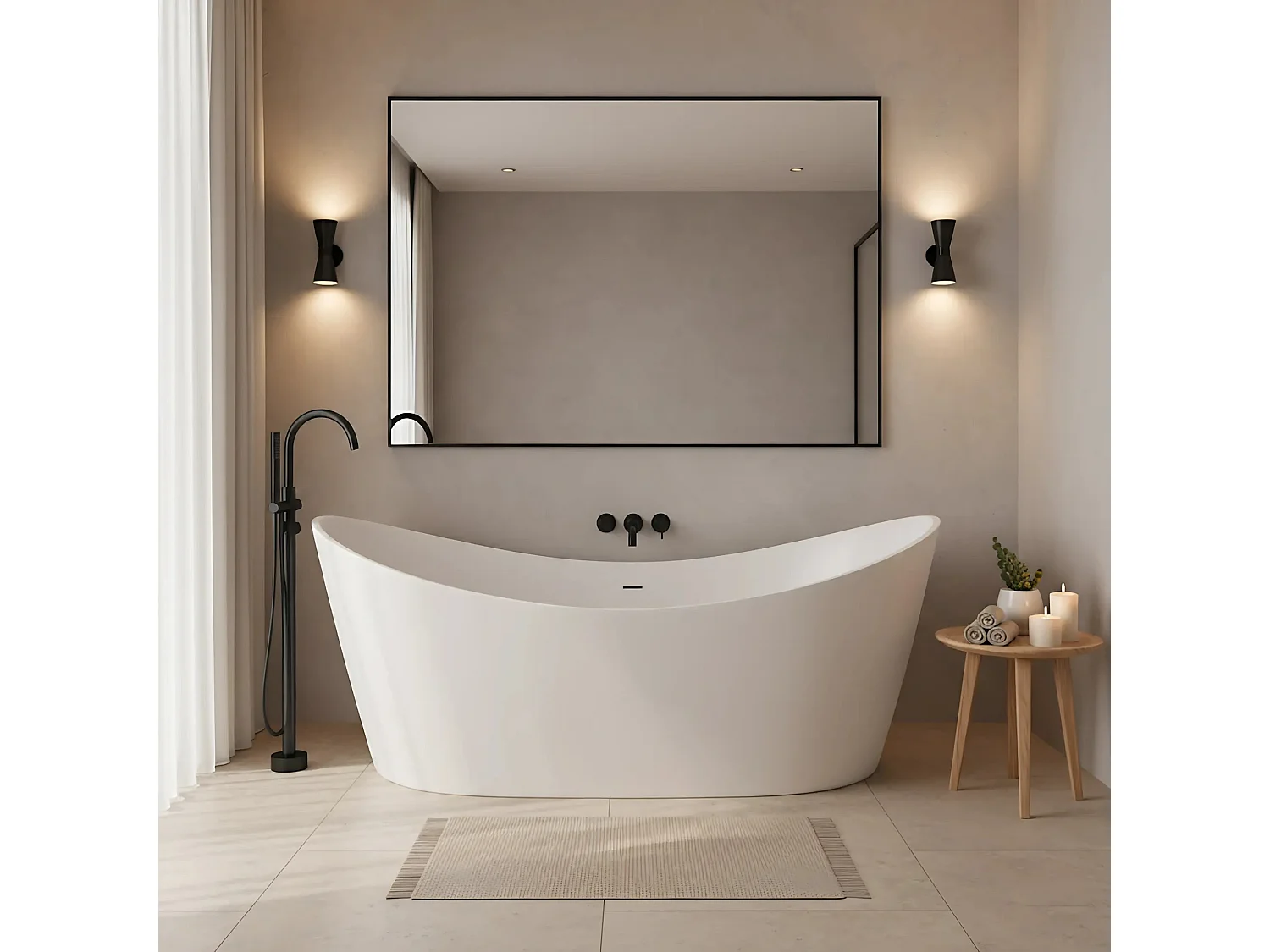 Baignoire Îlot Rea Ferrano 150 Cm Bonde Chrome White